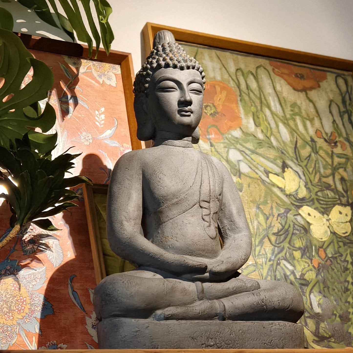 VANZUNE MGO Buddha Statue 26''H Meditative Indian Buddha Statue Buddha Sculpture with Dhyana Mudra Hand Gesture for Tranquil Home Decor Living Room Bedroom Office Tabletop and Gifts, Gray