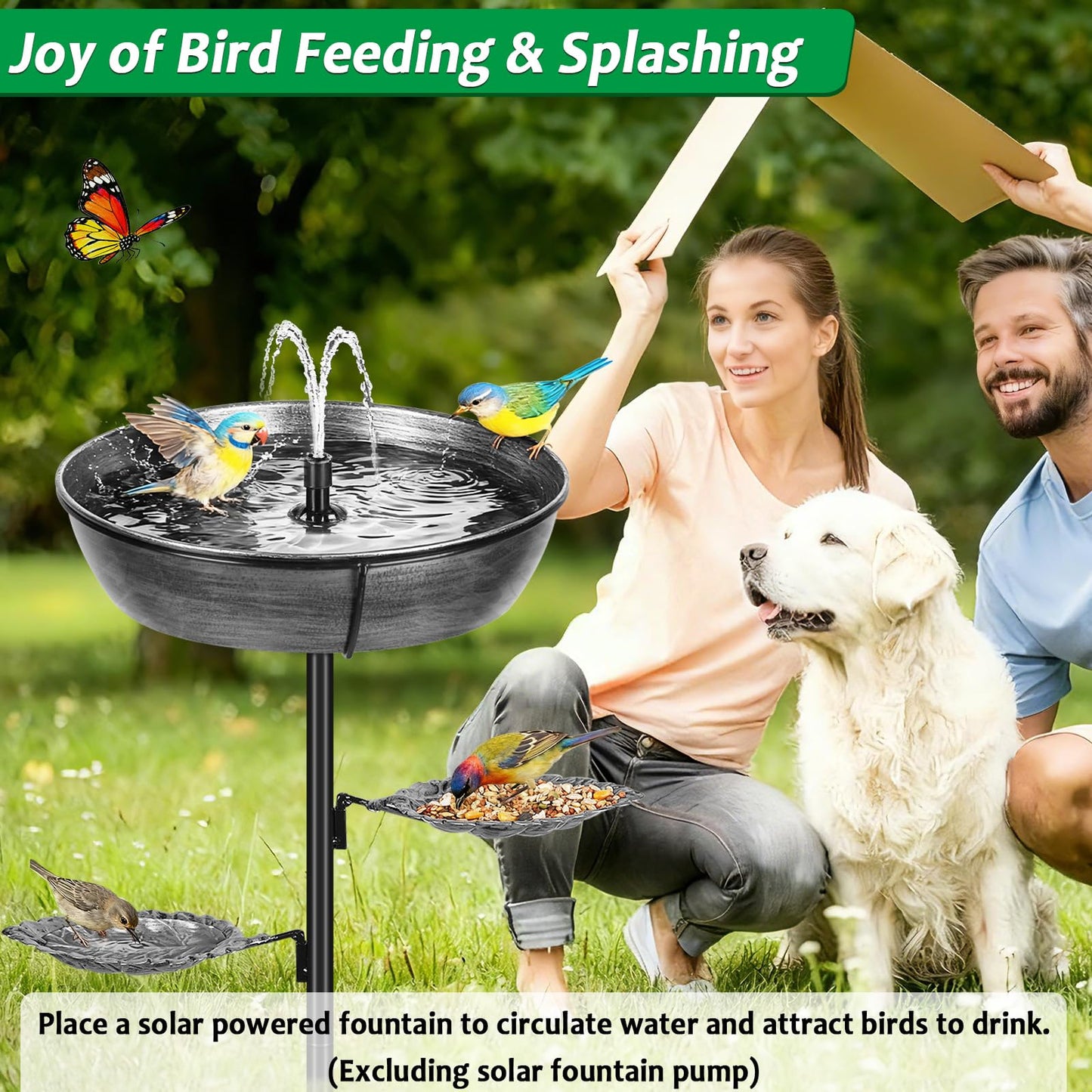 Olpchee Metal Bird Bath for Outdoor - Garden Bird Bath with Removable Bowl Heavy-Duty Base, Winter Birdbath Feeder Rust-Proof Birdbaths for Garden Yard Lawn Decor, Easy to Install(Grey)
