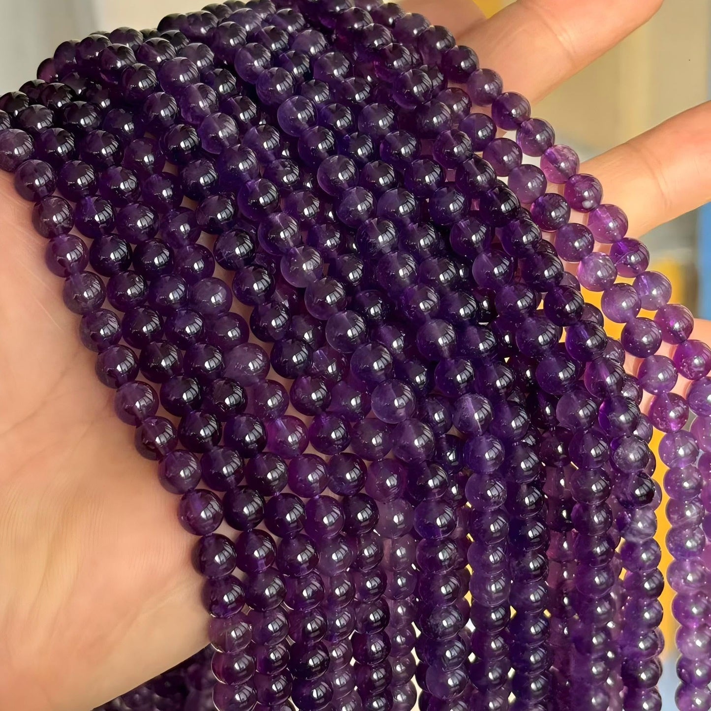 MJDCB 5A Natural South Africa Amethyst Gemstone Round Stone Beads for Jewelry Making DIY Bracelet Necklace (6mm)