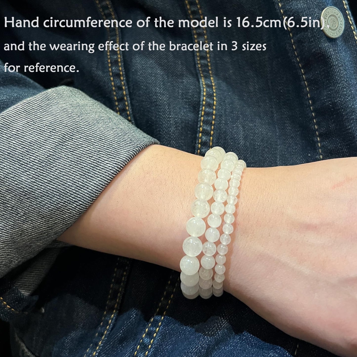 CHCCOYE 6mm Natural Healing Gemstone Bracelet Handmade Yoga Stretch Elastic Bracelet Stress Relief Crystal Jewelry for Men and Women (6mm, White jade)