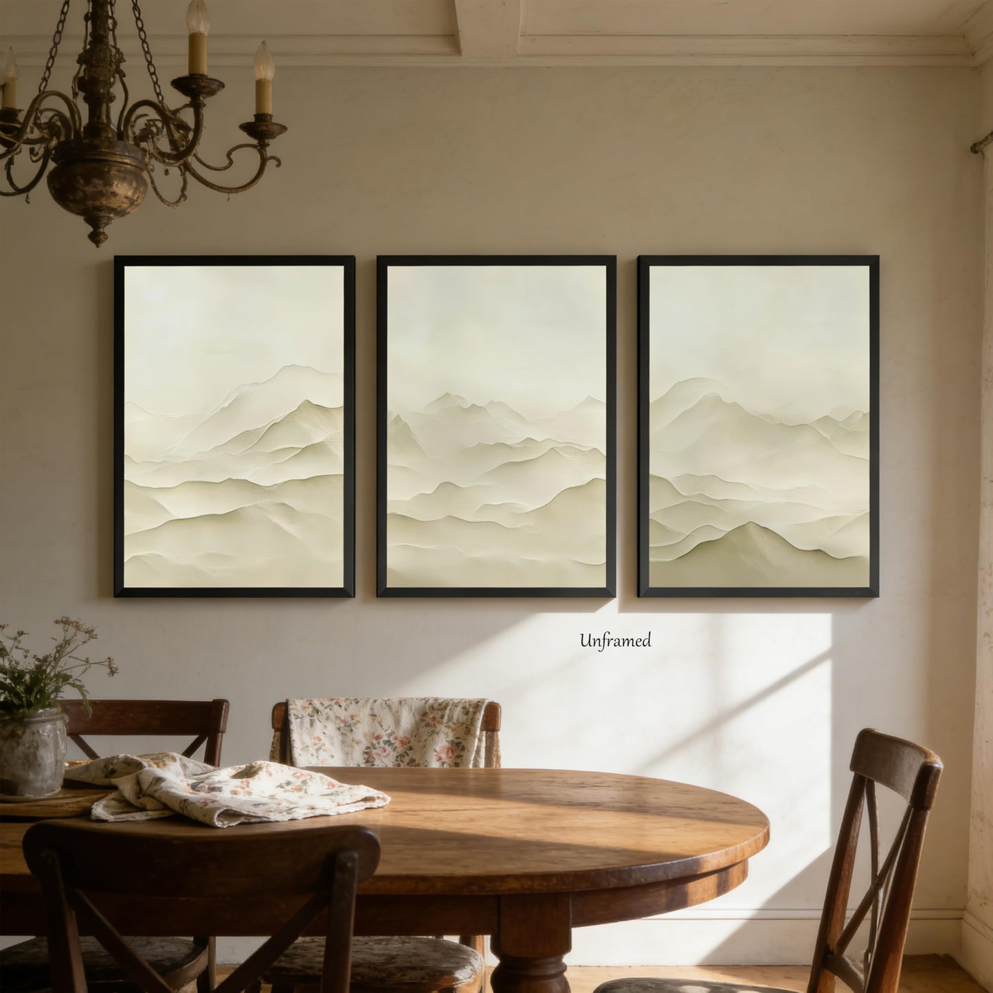 3D Textured Abstract Mountains Wall Art Set of 3 Neutral Nature Scenery Painting Wall Decor Modern Minimalist Textured Mountains Poster Print Artwork for Office Living room Study Home Decoration