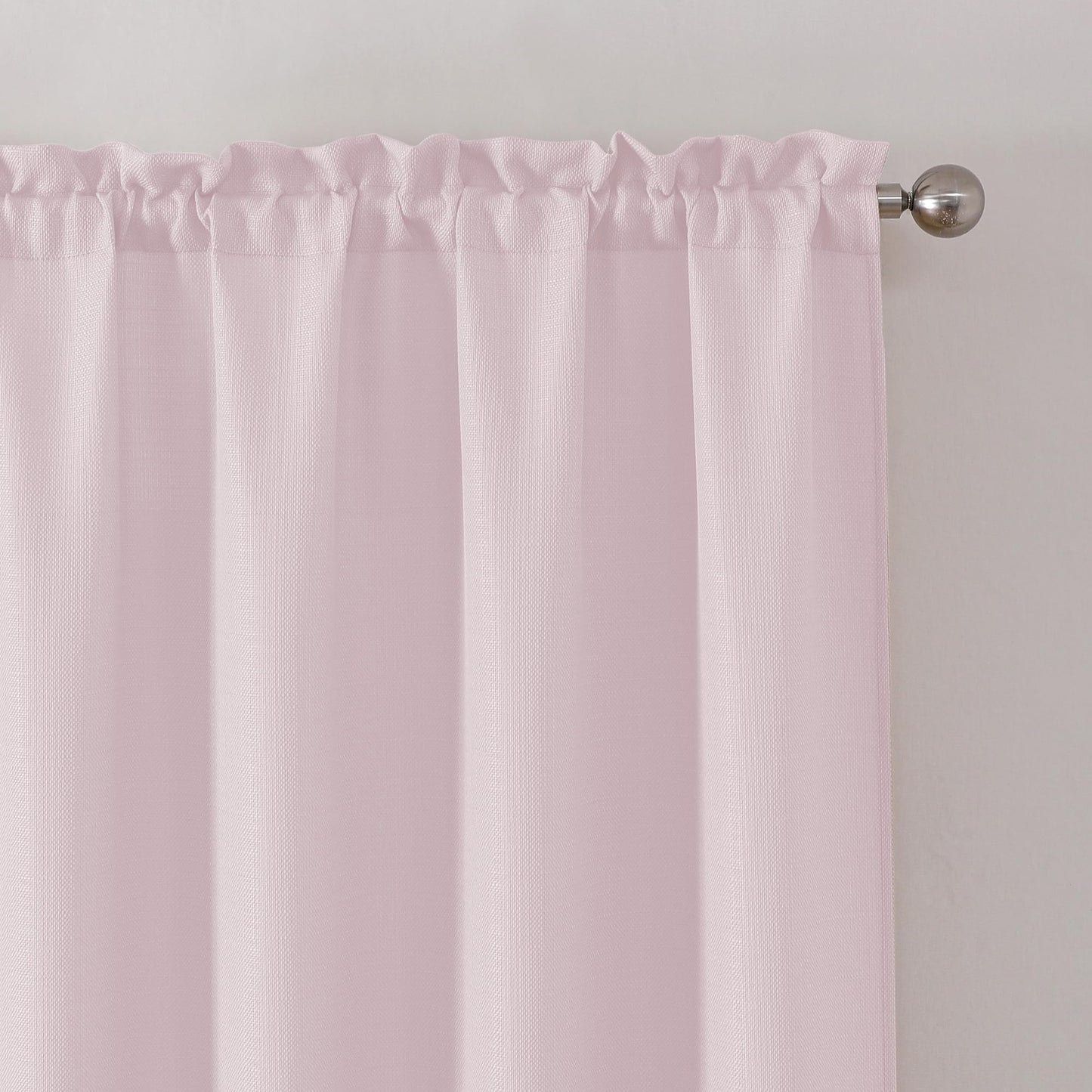 Chyhomenyc Bennet Blush Pink Valance for Windows, Faux Linen Slub Textured Semi Sheer Small Window Kitchen Valance Curtain, Rod Pocket Cafe Valance for Bathroom Laundry Basement, 30Wx14L inch, 2 Piece