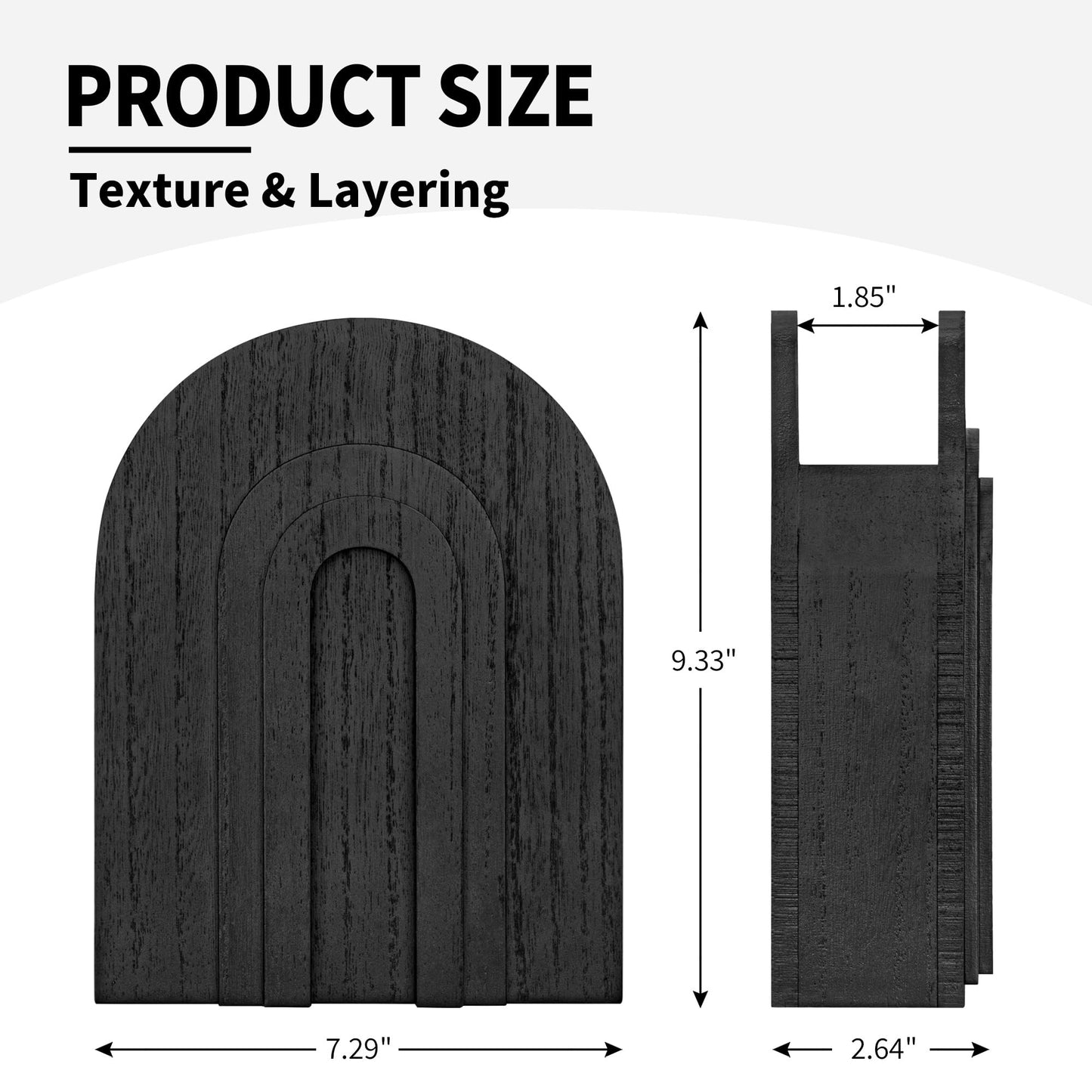2 Pack Black Wooden Wall Vase for Pampas Grass & Dried Flowers, Modern Minimalist Decor for Living Room Bedroom, Hanging Wall Plant