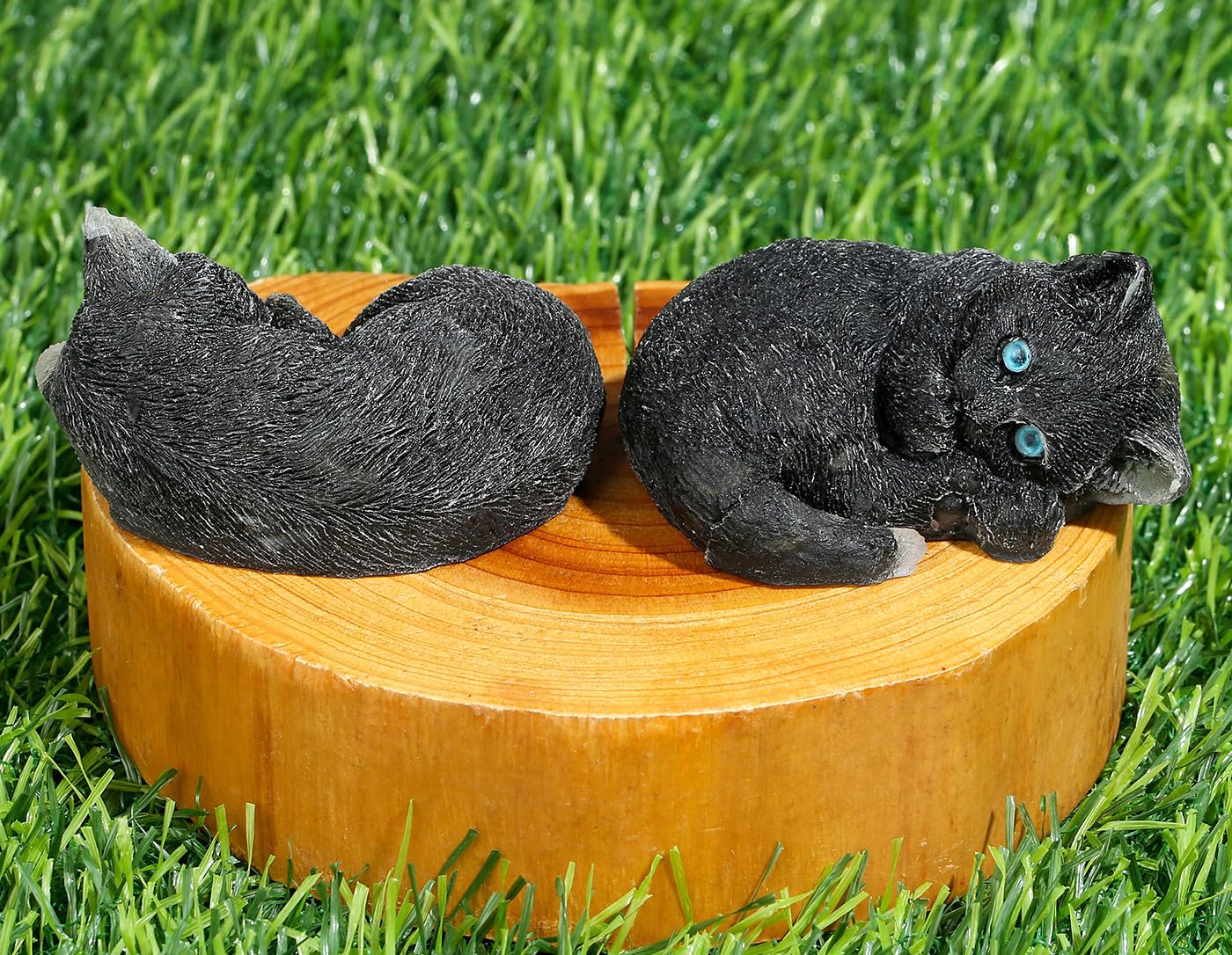 DUQGUHO Black Cat Decor Black Obsidian Crystal Gifts for Cat Lovers Sleeping Cat Statue Figurines Crystal Healing Stone Cute Resin Cat Gifts for Women Home Decoration 1PC