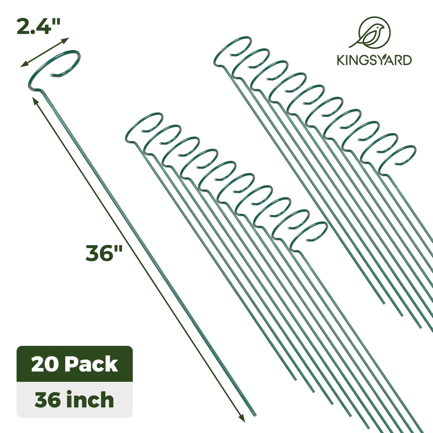 Kingsyard 36 Inch Plant Support Stake - 20 Pack, 4.5mm Thick All Metal Garden Plant Stakes Plant Prop for Single Stem Flowers Dahlia Lily Rose Peony Hydrangea Tomatoes Sunflower Gladiolus
