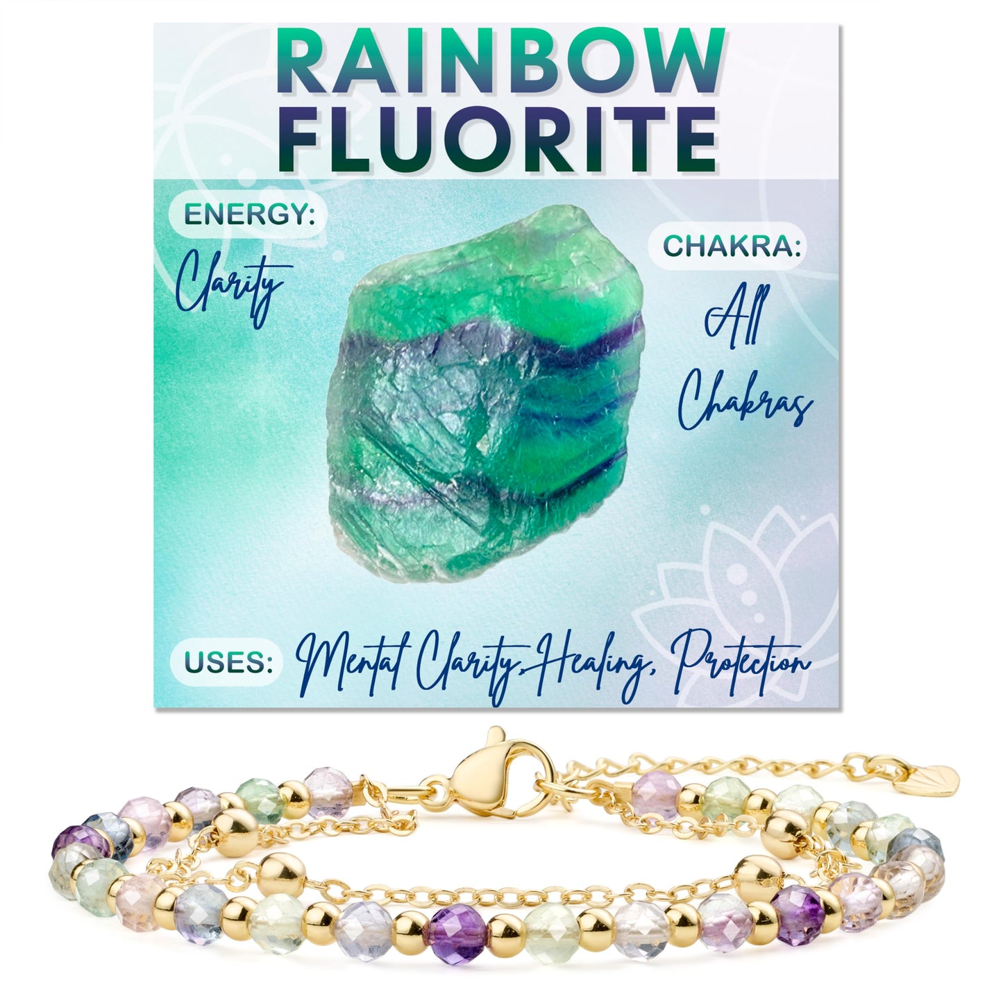 Farfume Rainbow Fluorite Crystal Bracelet Beaded Bracelets for Women 4mm Natural Stone Beads Gemstone Handmade Jewelry Valentine's Day Gifts