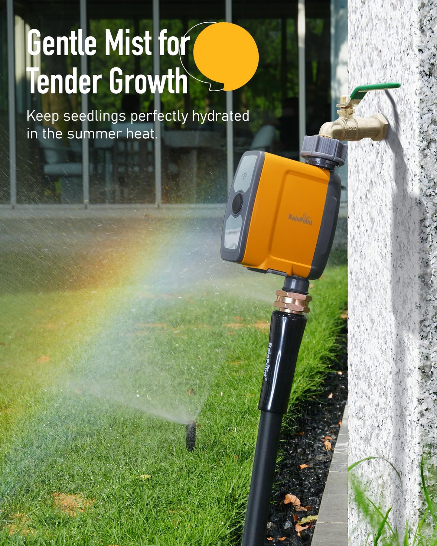 RAINPOINT WiFi Water Timer, Smart Hose Timer for Garden Hose with App & Voice Control, Automatic Irrigation System Based on Weather for Lawn Yard Garden