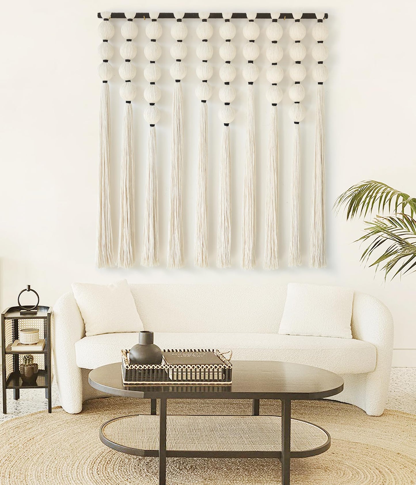 IOWER Large Macrame Wall Hanging Macrame Wall Decor Sphericity Cotton Textile Wall Hanging Boho Wall Decor Art Fiber Yarn Art Handmade 39" Wx39 L
