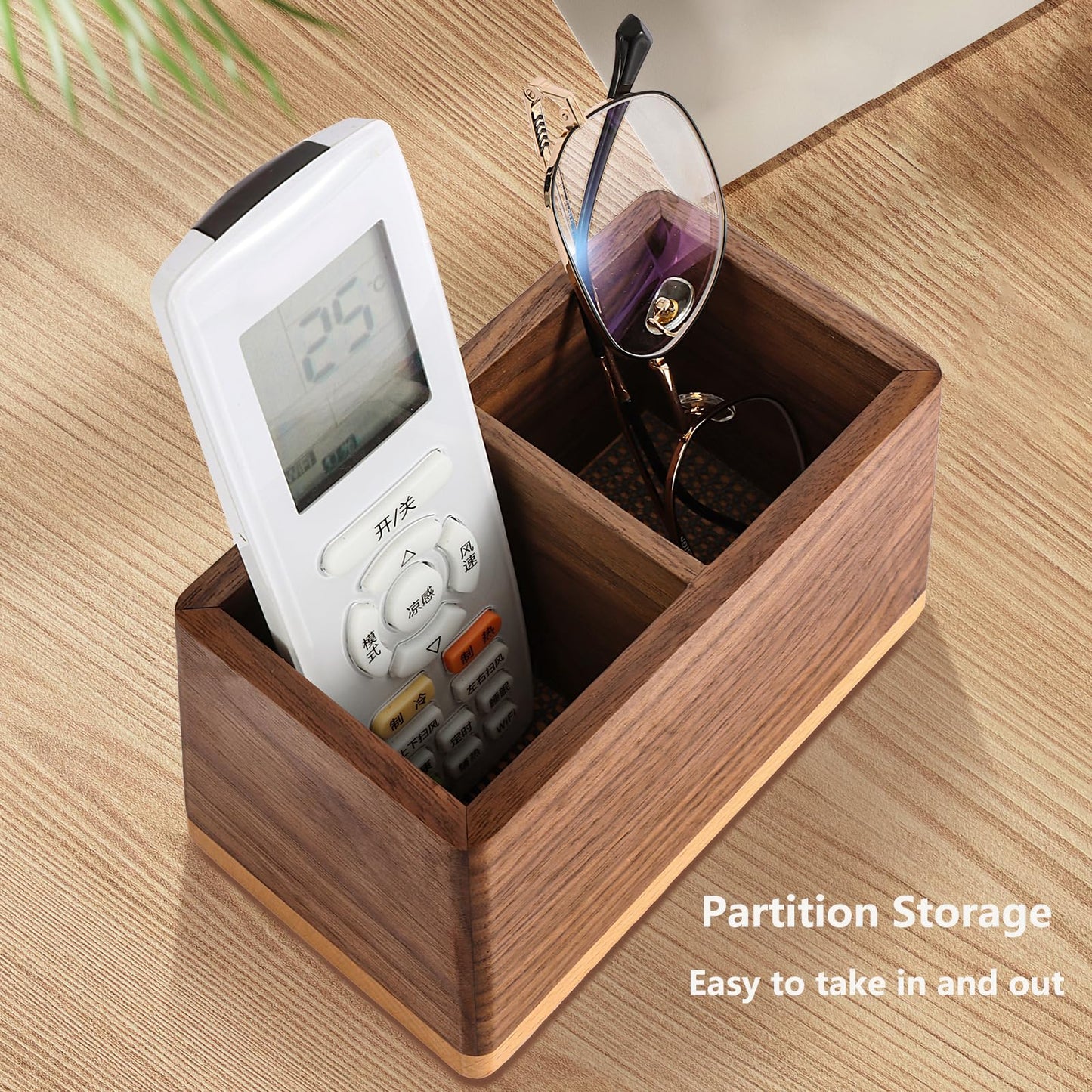 Sakulaya Walnut Pencil Holder Wood Pen Holder for Desk Multiple-Use Desk Writing Stationary Organizer Office School Supplies Storage Double Slots Trapezoid Shape