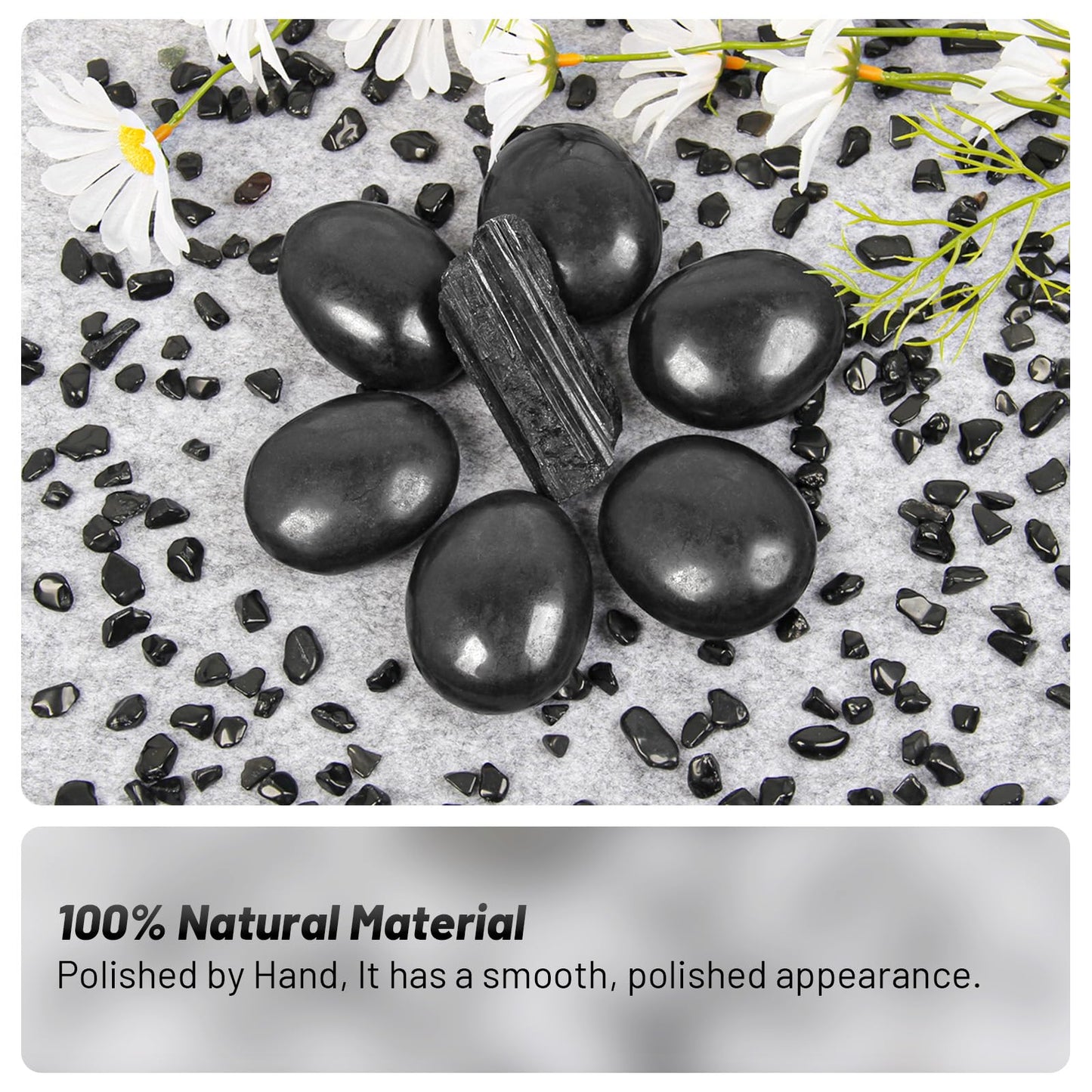 Orientrea Black Tourmaline Palm Stone-1 Pc Black Tourmaline Pocket Energy Stone, Smooth Healing Crystal Worry Stone (Black Tourmaline(1pc))