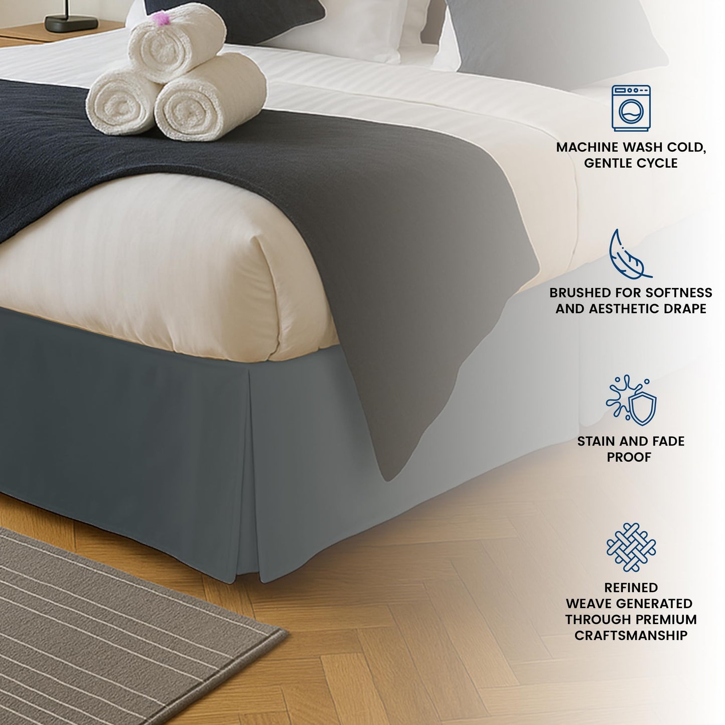 Utopia Bedding Queen Bed Skirt - Soft Quadruple Pleated Ruffle - Easy Fit with 16 Inch Tailored Drop - Hotel Quality, Shrinkage and Fade Resistant (Queen, Grey)