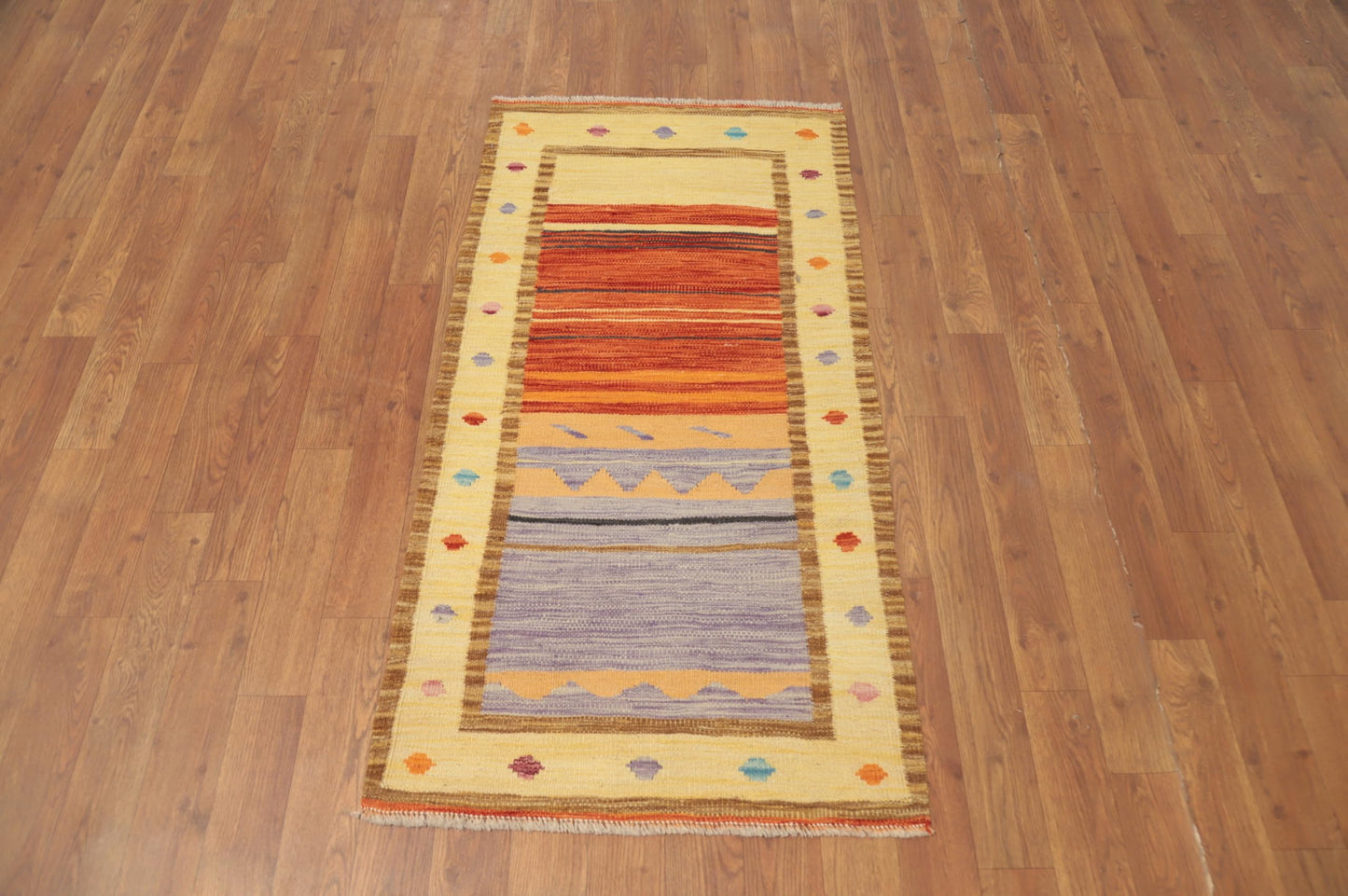 RugSource Southwestern Collection, 2x4 Rug, Hand Woven Oranges & Rust Tribal Rug, Oriental 100% Wool Carpet for Foyer, Entryway and Hallway