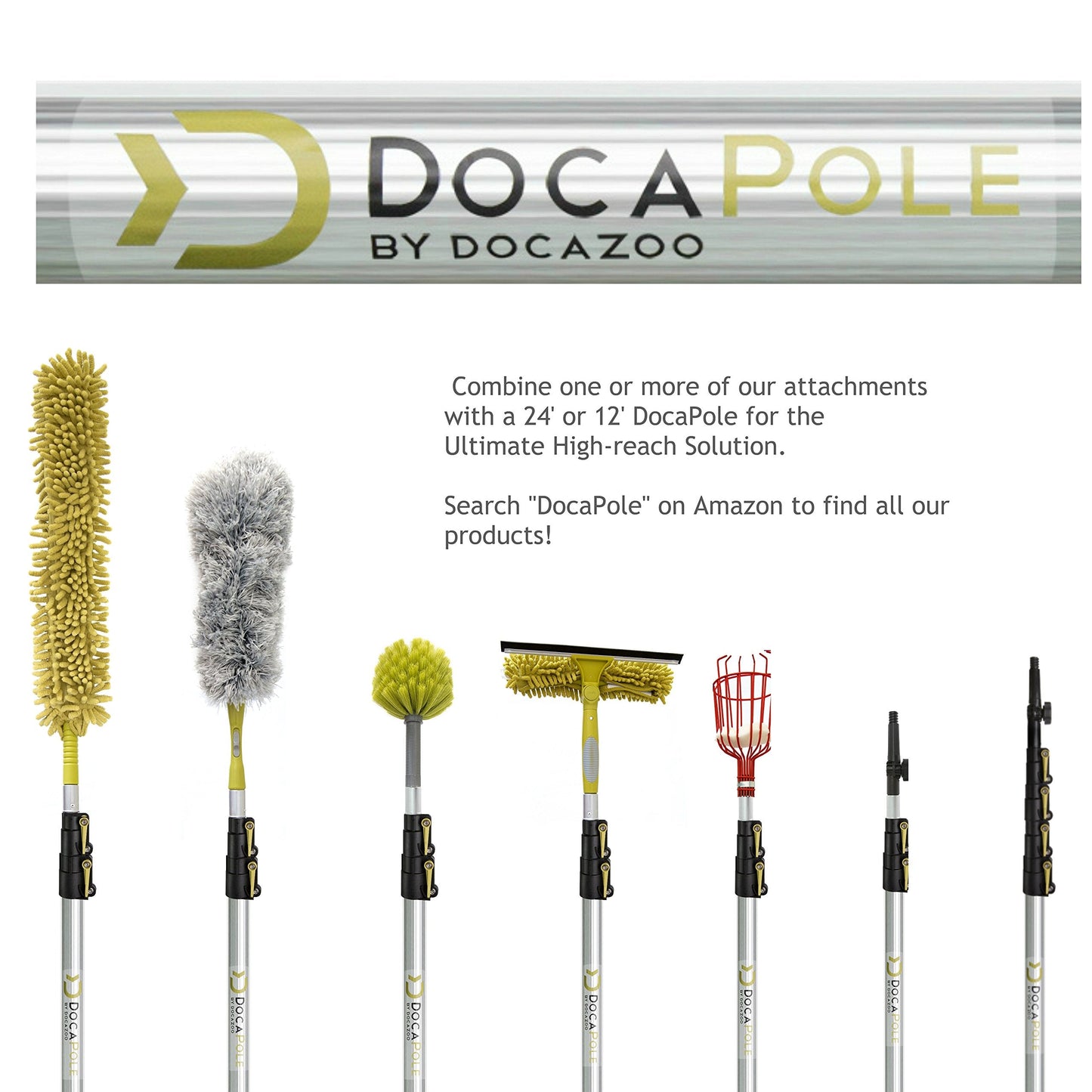 DOCA Scrub Brush Attachment for Long Handle Extension Pole - Outdoor Broom and Scrubbing Brush for House Floor, Deck, Patio, Car - Hard Brush