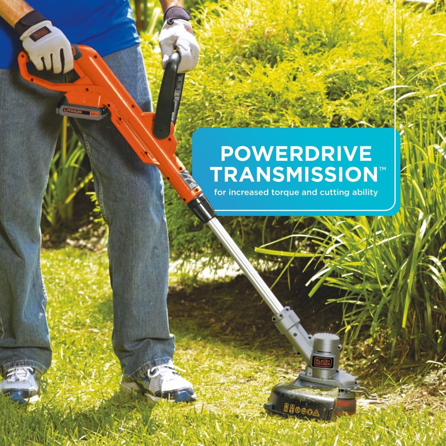 BLACK+DECKER 20V MAX String Trimmer and Edger 2 in 1, Cordless Weed Wacker with Auto Spool Feed, Battery and Charger Included, 12 Inch Steel Deck, Reduced Vibration (LST300)