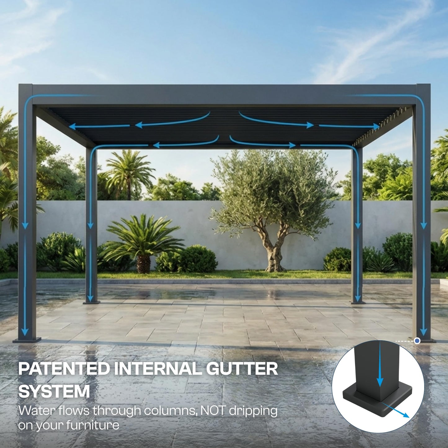 Patio Kingdom 10' x 10' Louvered Pergola Outdoor Aluminum Pergola Kit with Adjustable Roof, All-Weather Metal Gazebo with Drainage System for Patio, Deck, Garden and Backyard Shade, Gray