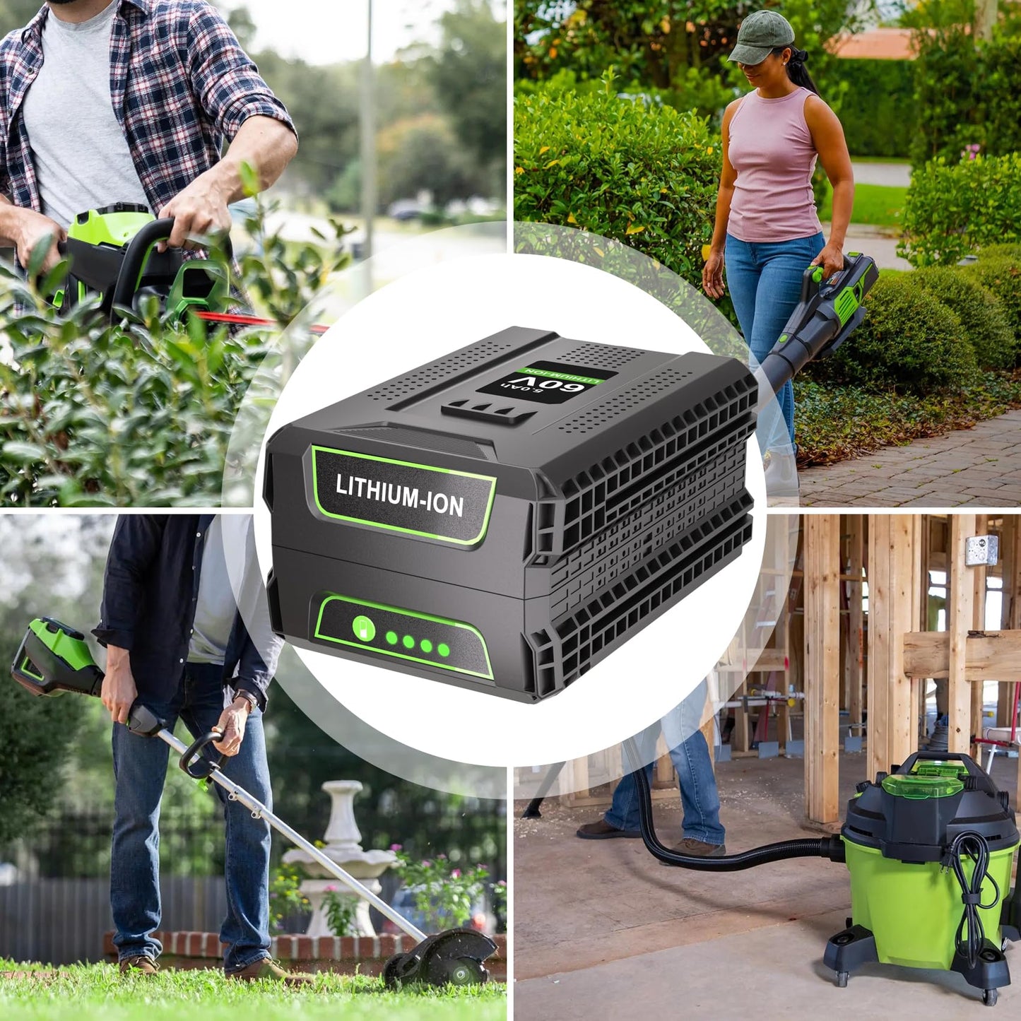 KUNLUN 5.0Ah 60V Replacement Battery Compatible for Greenworks 60v Battery Max Lithium Lon Battery LB60A03 LB60A02 LB60A00 Cordless Power Tool Batteries