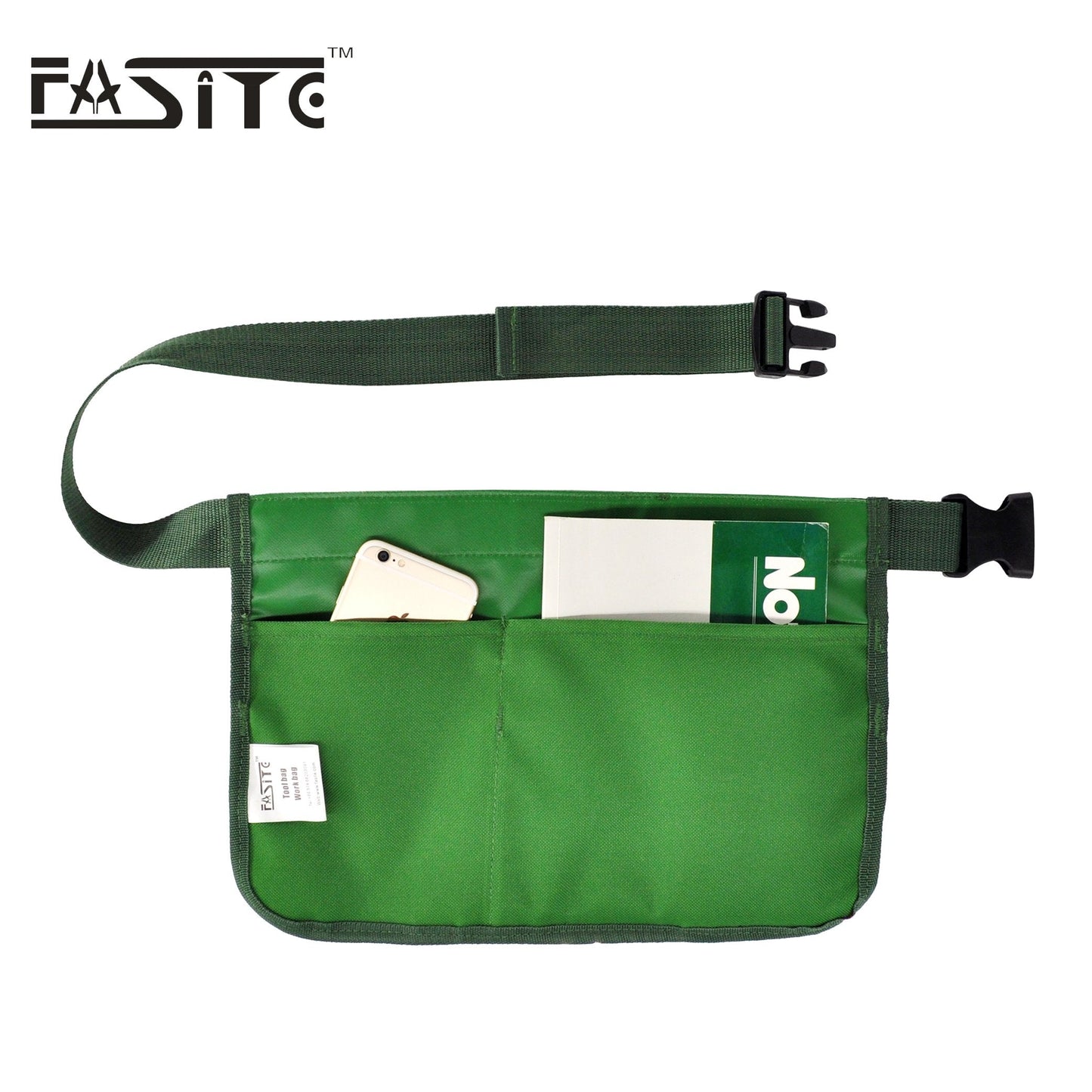 FASITE Gardening Tool Waist Bag Belt, Waterproof Garden Tool Apron with 7-Pocket Hanging Pouch for Men&Women, Adjustable, Green