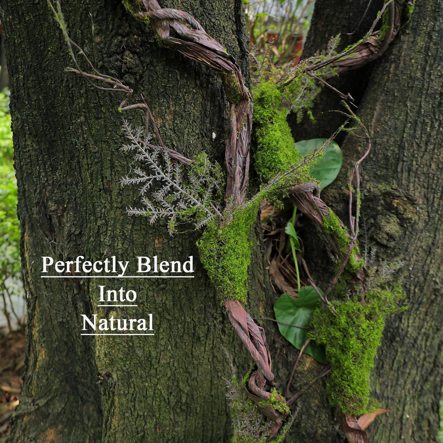1Pcs 78.9inch Large Bendable Artificial Tree Branches Moss Sturdy Hanging Plants Leaves Grape Vines Thick Tree Trunk Twigs Greenery Stems Cherry Blossom Garland for Halloween Outdoor Forest Decor
