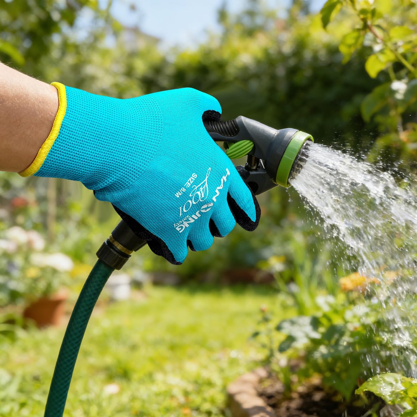 Breathable Garden Gloves 2 Pairs, Stretchy Anti-Slip Work Gloves for Women & Men, Lightweight & Flexible for Weeding, Planting, Household Chores and DIY (Blue, S/M/L) (Blue, M)