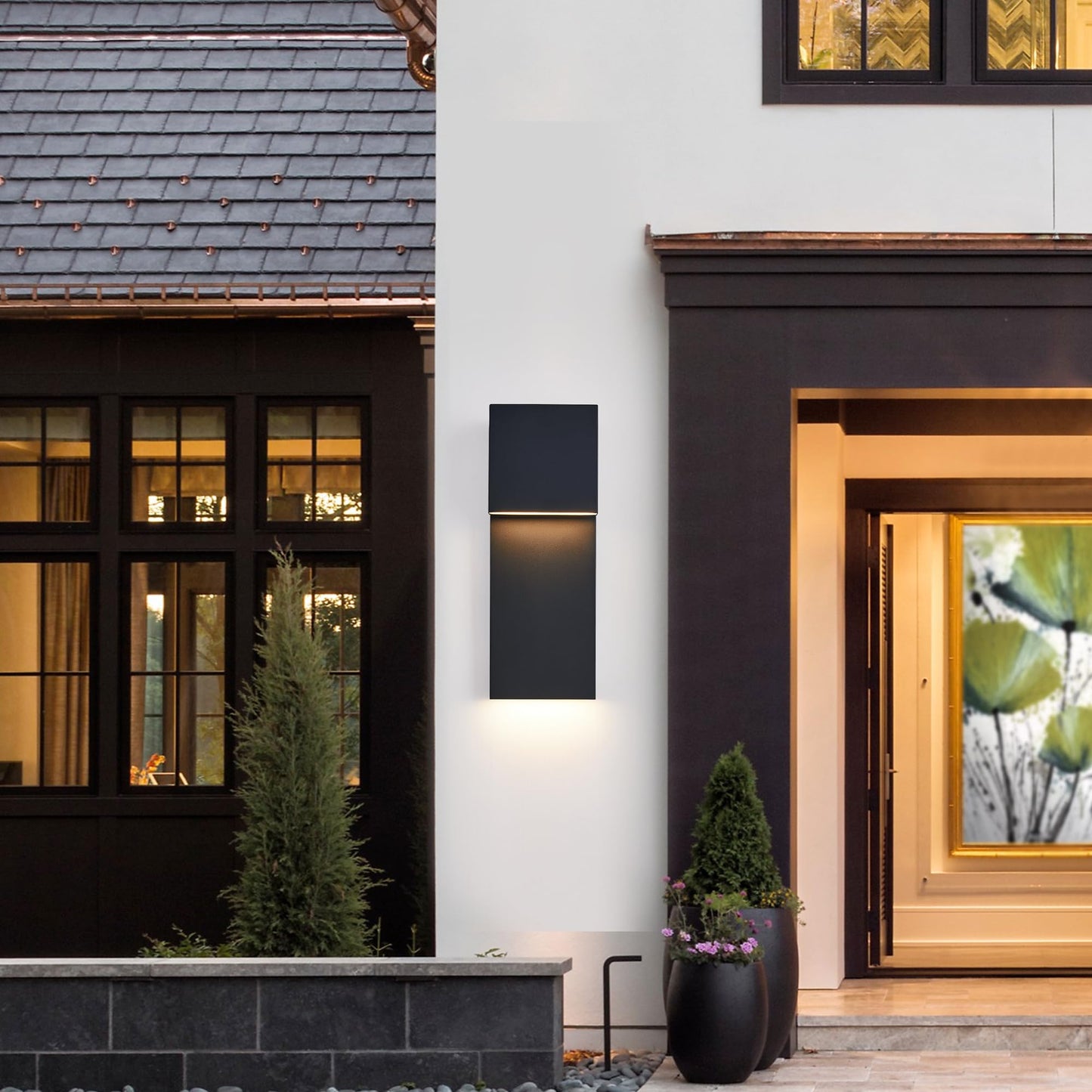 Tarentlight Modern LED Outdoor Wall Sconce 17W Integrated LED Outdoor Wall Mount,Anti Rust Textured Black Suit for Wet Locations and All Rooms,Easily Installed in Any Direction.Bulb Included.