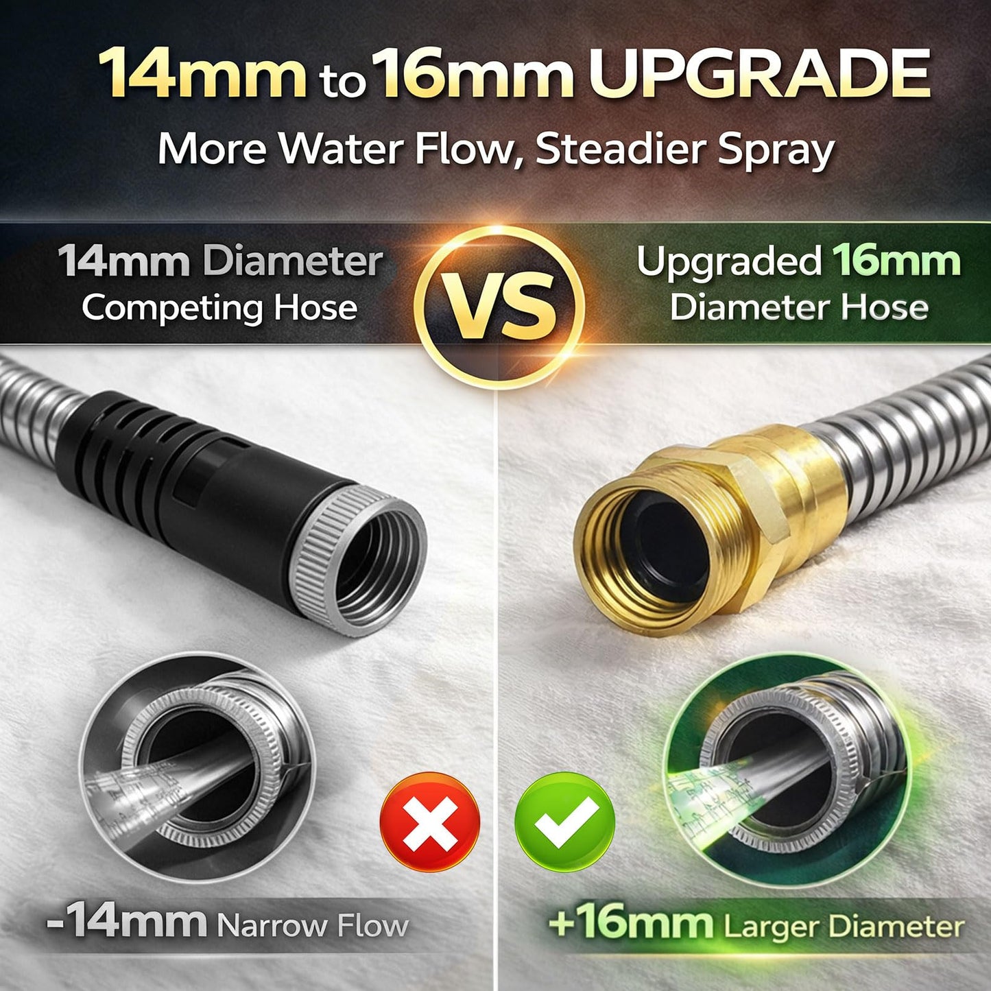 Holldoor Metal Garden Hose 100 ft – 304 Stainless Steel Water Hose with Nozzle Sprayer, Garden Hoses Flexible, Lightweight, No Kink, Heavy Duty for Outdoor (100 ft)