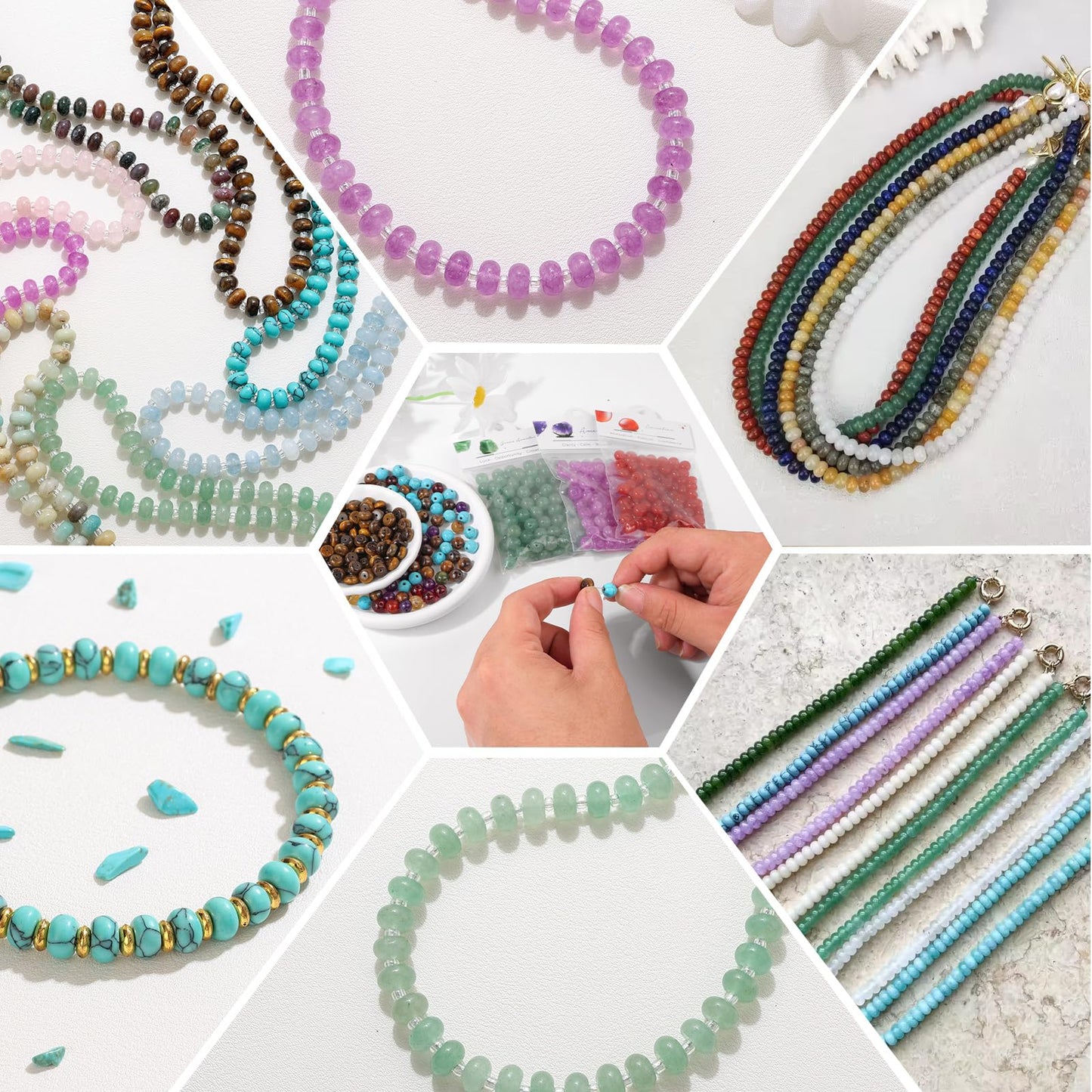 Raicegs 100pcs 5×8mm Rondelle Lava Rock Beads Natural Gemstone Beads Abacus Disk Stone Loose Beads for Jewelry Making DIY Bracelets Necklace