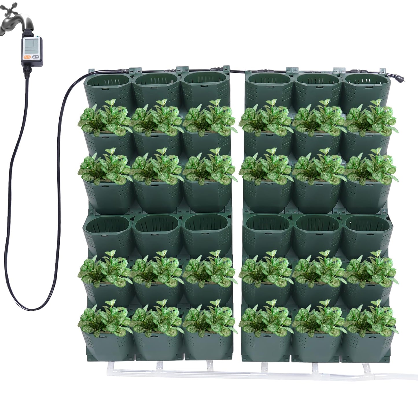 banborba Self Watering Wall Planter with 36 Pots, Wall Planters for Indoor Plants, Vertical Garden Planter, Wall Mounted Plastic Plant Grow Pots for Fruits Vegetables Flowers Herbs (Green)