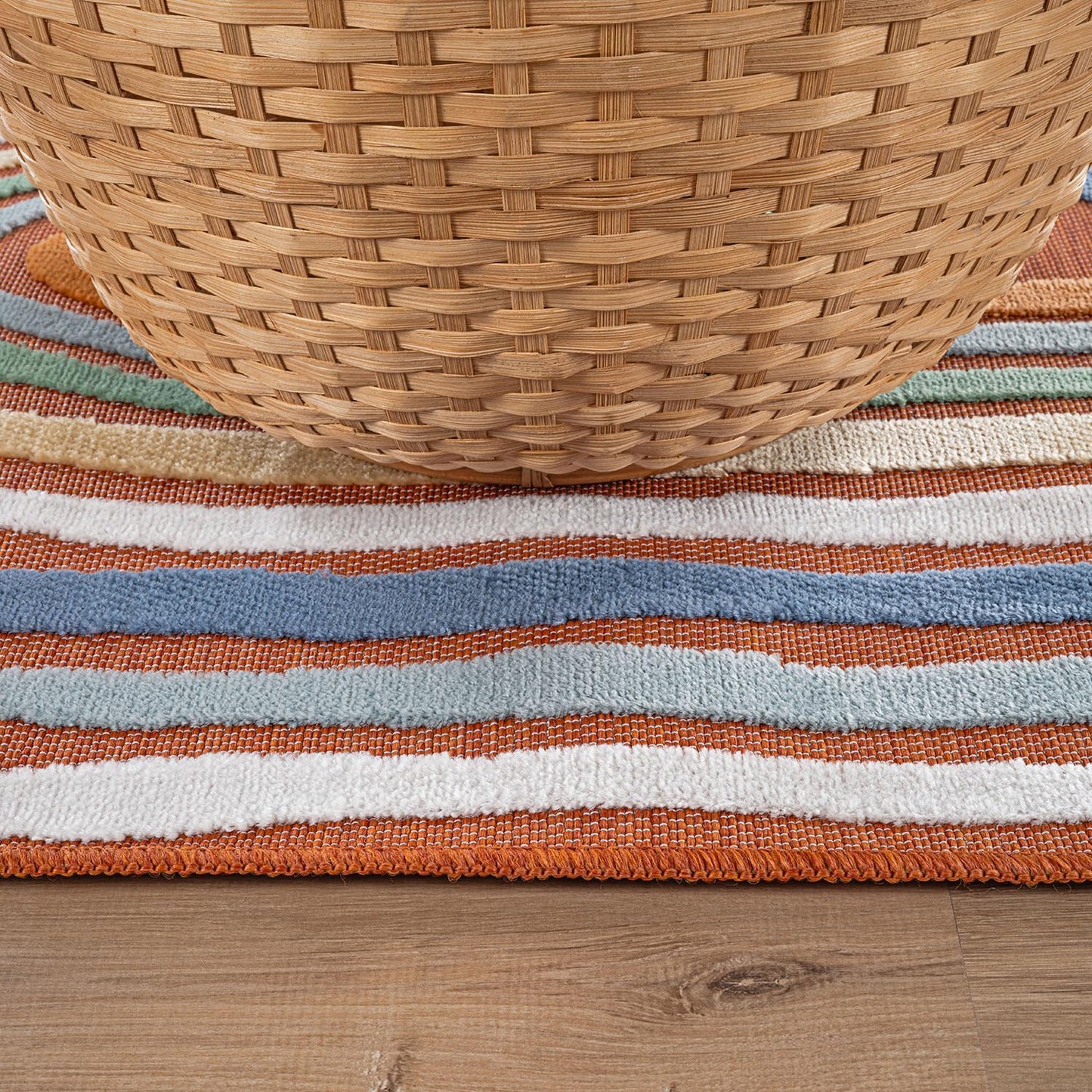 CAMILSON Indoor Outdoor Rug, Orange 8x10 Geometric Arch Striped Area Rugs for Patio and Home Areas, Easy-Cleaning Non-Shedding Living Room, Garden and Deck Washable Outside Carpet (8 x 10)