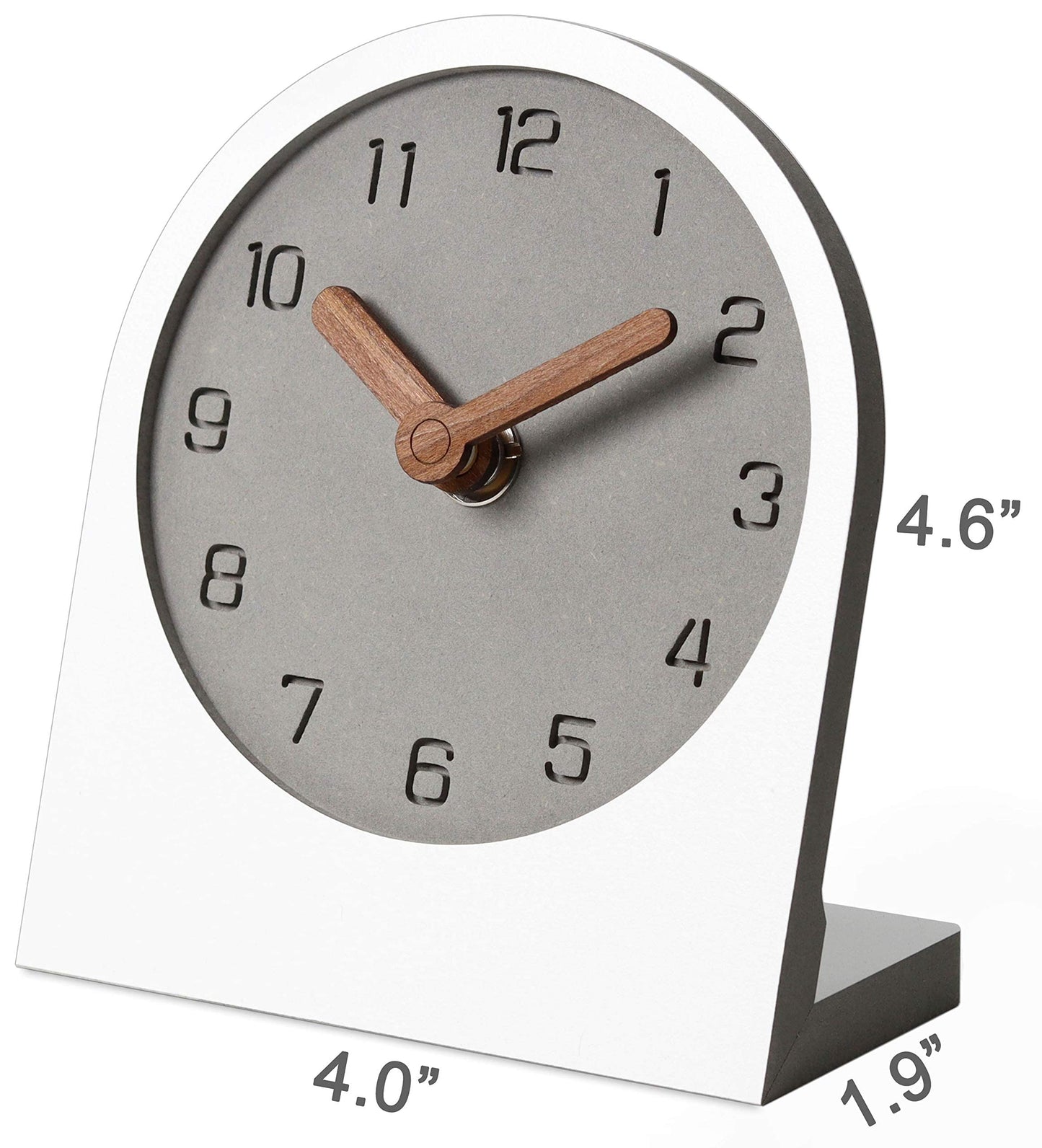 mooqs Wooden Silent Non-Ticking Battery Operated Decorative Small Mini Analog Modern Shelf Desk Table Mantel Clock for Home, Office, Living Room, Bed Room (White)