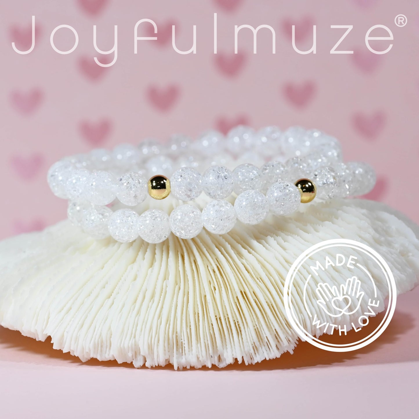 Joyfulmuze Clear Quartz Crystal Bracelet, Chakra Healing Energy Balancing, Simple Natural White Stone, Handmade Jewelry Gift for Women, 6.5-7” wrist (Burst - Clear Crystal)