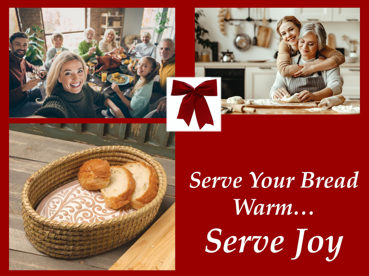 Bread Warmer Basket with Stone - Bread Baskets for Serving Rolls Warming Tortilla, Gift for Bakers Sourdough, Hostess Gifts New Home, Mom Dad Birthday