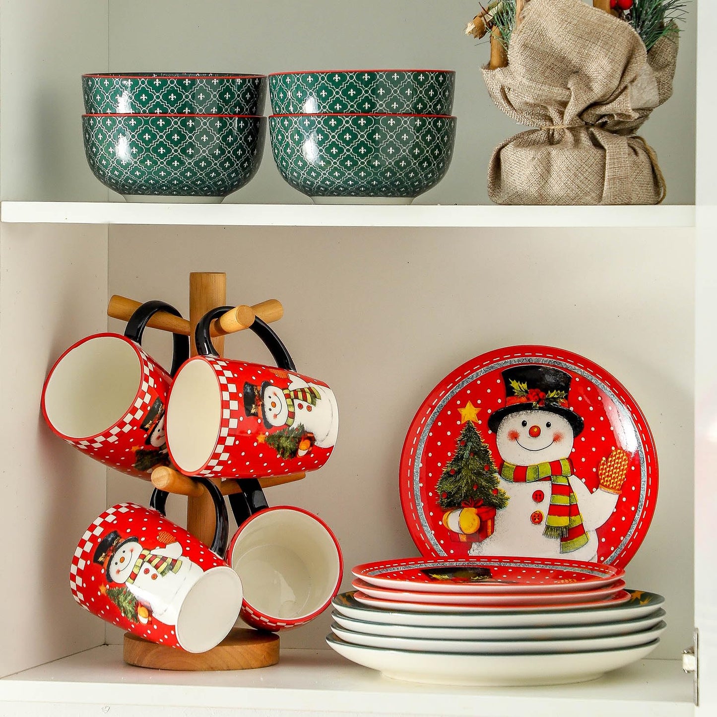 Hasense 16 Pcs Ceramic Dinnerware Sets, Holiday Coffee mugs Plates and Bowls Set for 4, Chip & Scratch Resistant Party Serving Dishes Microwave and Dishwasher Safe, Colorful