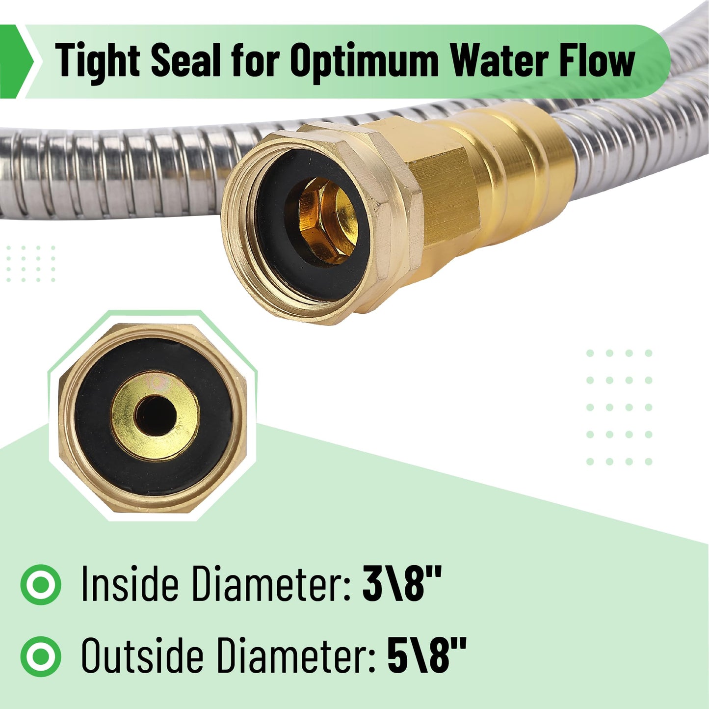 UNCO 10 Feet Stainless Steel No Kink Metal Garden Hose