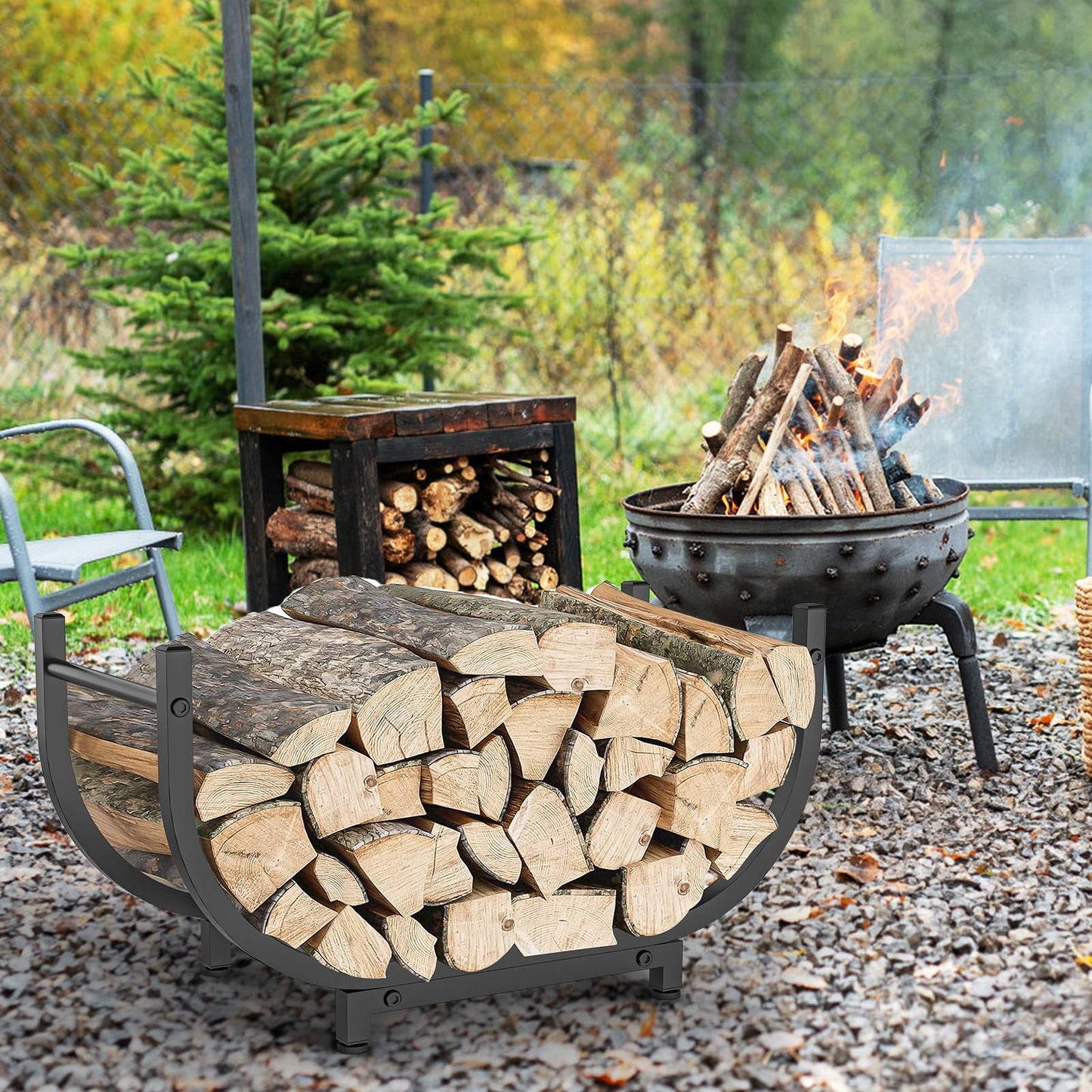 KRZKRZ Firewood Rack Outdoor 30in，Indoor Firewood Storage and Firewood Rustproof Holder，Stable Log Holder and Fireplace Decor Organizer