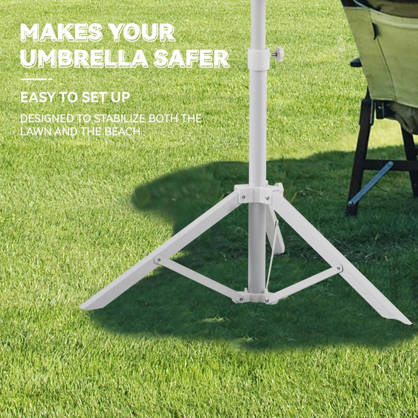 Aoxun Portable Umbrella with Stand, 6.5ft Sun Shade Umbrella with Stand, Lightweight Adjustable Standing with Sand Anchor and Carry Bag, Instant Sun Protection, Easy to Carry, Blue