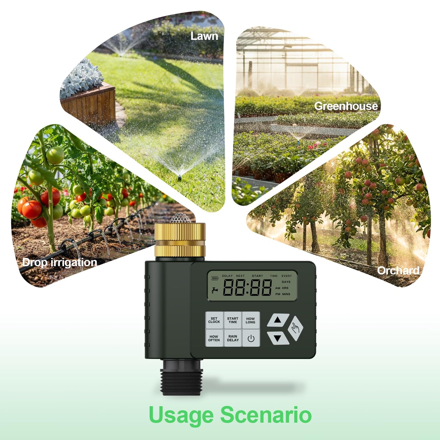 Hose Faucet Water Timer for Outdoor Garden with Brass Inlet, Ortis Programmable Sprinkler Timer with Rain Delay/Manual/Automatic Mode, IP67 Leak-Proof Design for Lawn Yard, 1 Outlet
