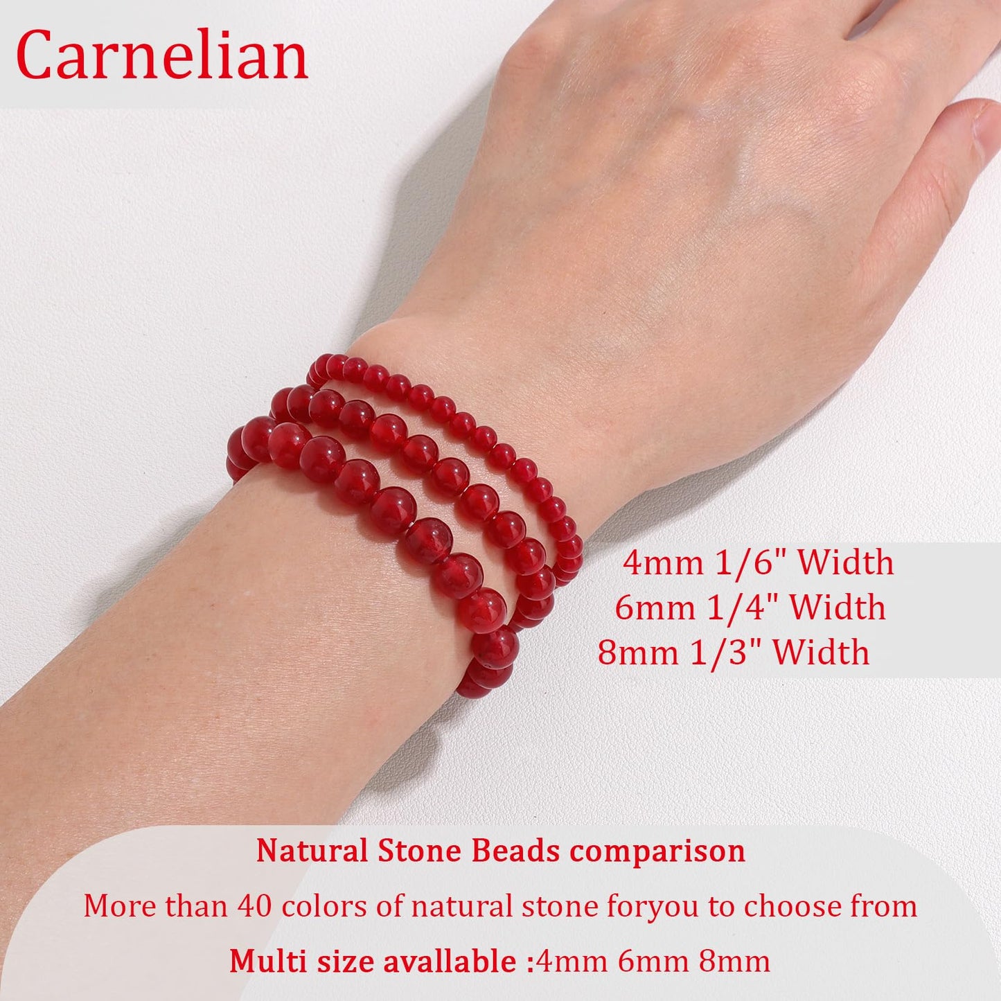 Vinswet Healing Crystal Bracelets for Women Men 8mm Carnelian Natural Stone Beaded Stretch Bracelet Handmade Gemstone Reiki Spiritual Jewelry Gifts