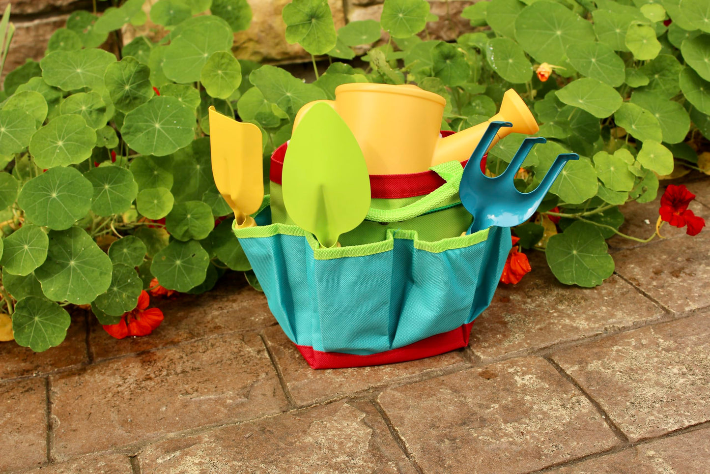 Seeding Square Kids Garden Tool Set – All-in-One Gardening Kit with Trowel, Shovel, Rake, Watering Can & Tote Bag – Durable, Safe & Fun Outdoor Activity for Children Ages 3+