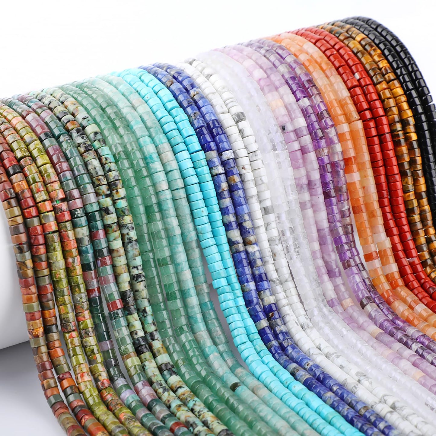 Natural Indian Agate Heishi Spacer Beads Loose Semi Precious Flat Round Gemstone Disc Shape Stone for Beading Jewelry Making 4x2mm 15.5"