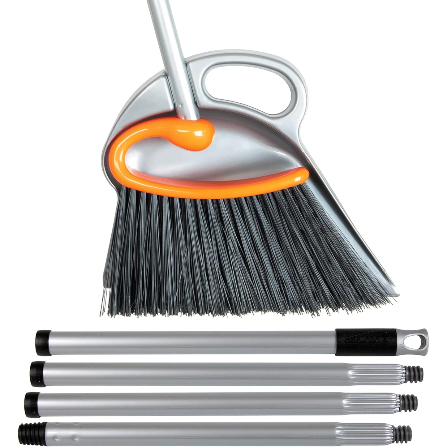 Surfer Combo Broom with Dustpan Combo Set – 4-Piece Composable Handle Broom and Dustpan Set with Long Handle | Durable Dust Pan & Broom for Home and Commercial Cleaning