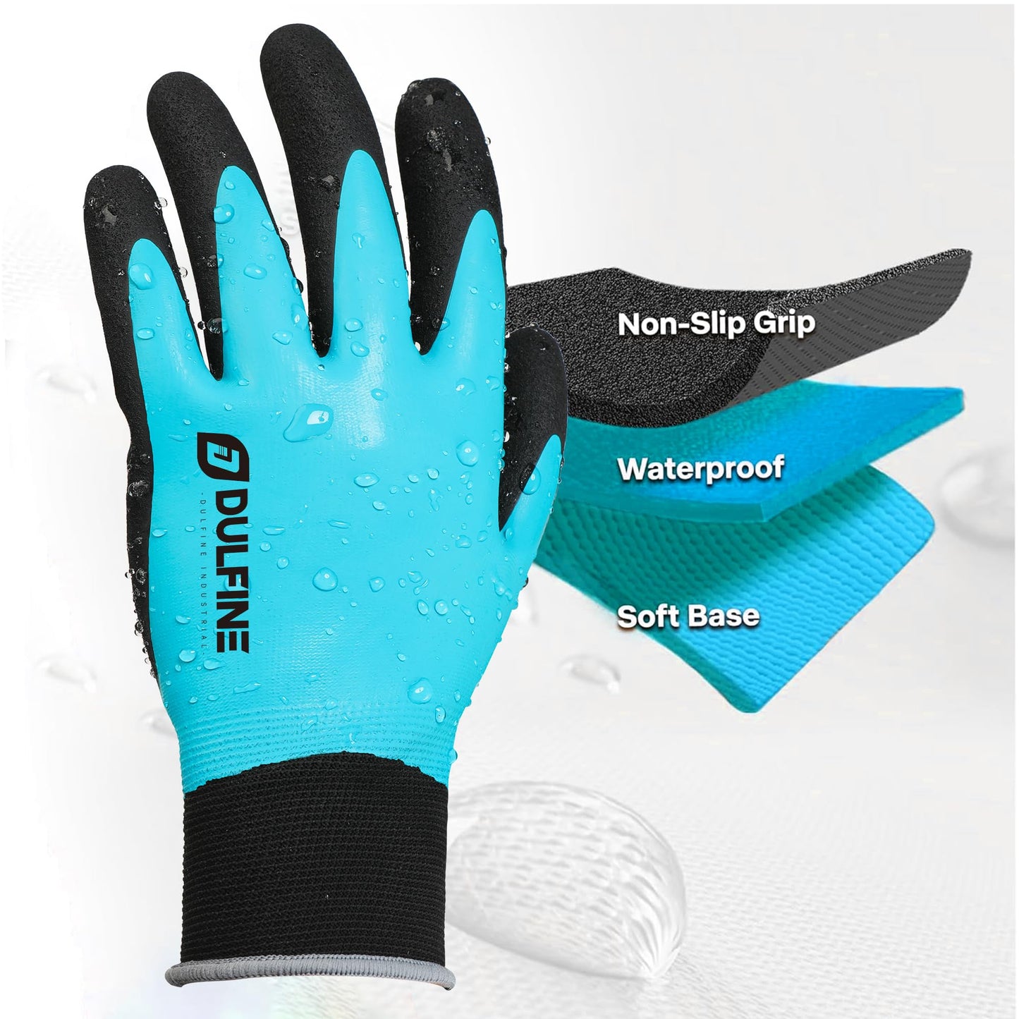 DULFINE Waterproof Work Gloves for Men and Women,3 Pairs PackTouch Screen Rubber Coated Non-slip Garden Gloves, Outdoor Construction(Medium)