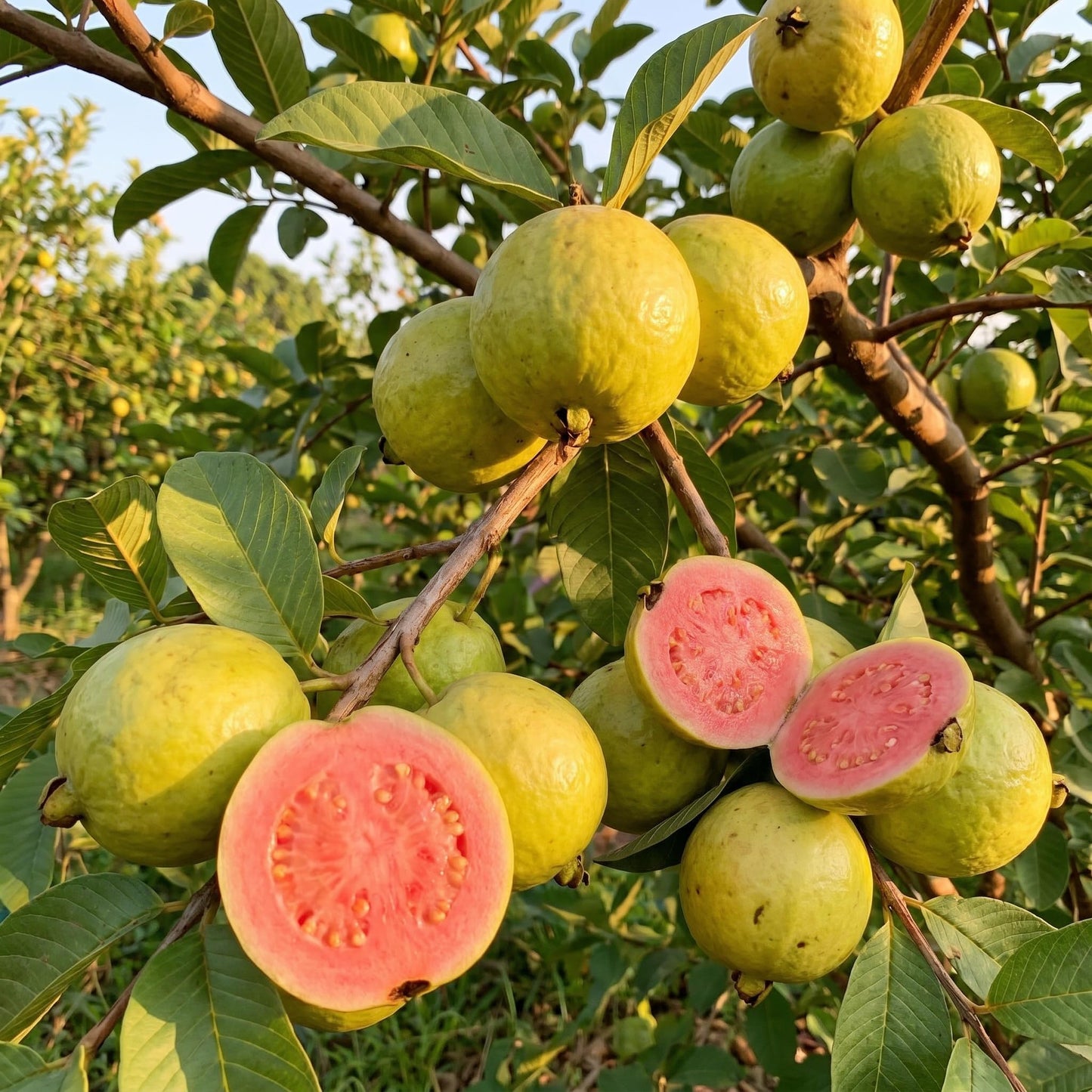 Pink Guava Tree Live Plant, 4-6 Inches Guava Fruit Tree Well Rooted, Tropical Fruit Trees for Containers and Garden Growing