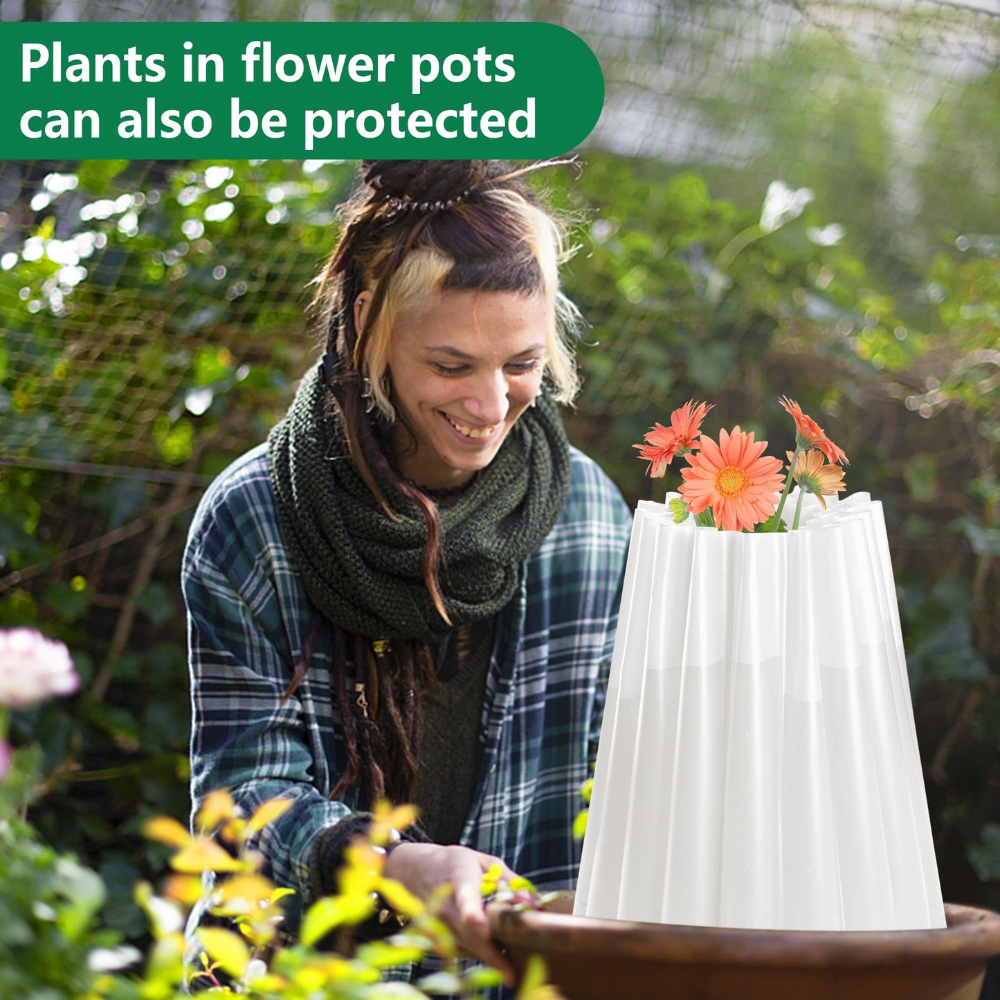DECOHS 5 Pcs Insulating Plant Protectors Cover- 18.3 x 18.3 Inch Gardener Early Season Plant Insulators- Water Freeze Protects Plants for Winter Protection Against Frost Cold Weather