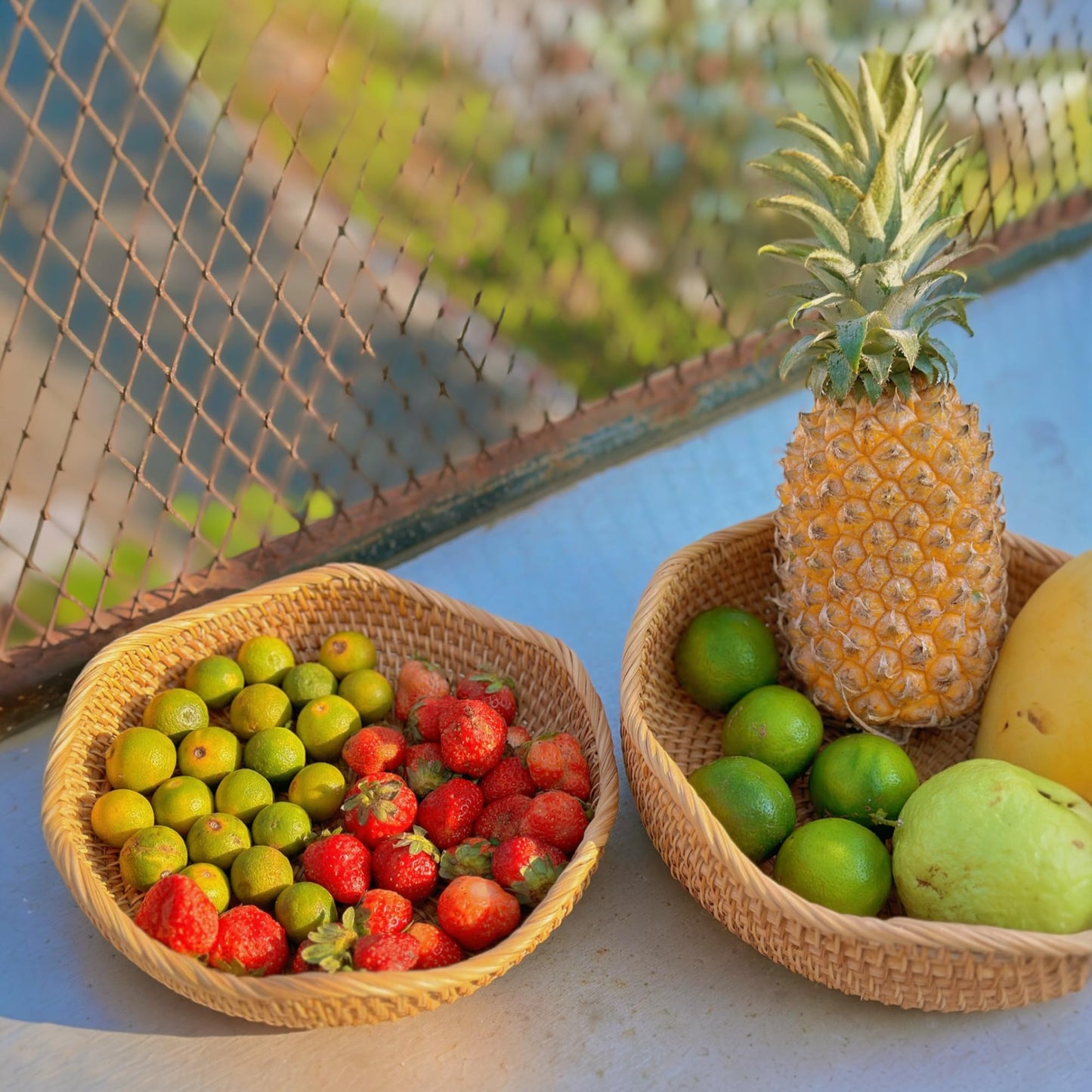 PYNAMIS 3 Pack Natural Rattan Round Wave Bread Basket, Fruit Bowl, Bread Basket Small Wicker Basket, Handmade Rattan Kitchen Decor, Fruit Storage, Basket Organizing, Set of 3 Size