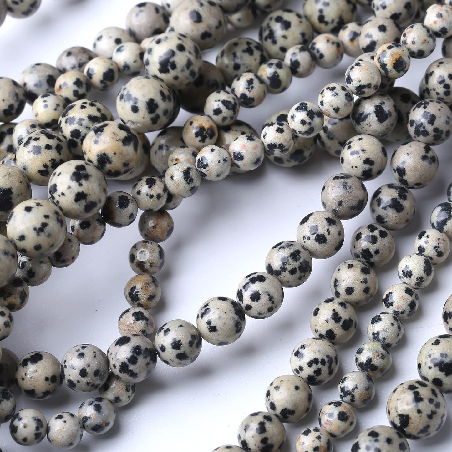 45PCS 8MM Natural Dalmatian Jasper Stone Beads Energy Healing Beads for DIY Jewelry Bracelet Necklace Making for Jewelry Making15Inch