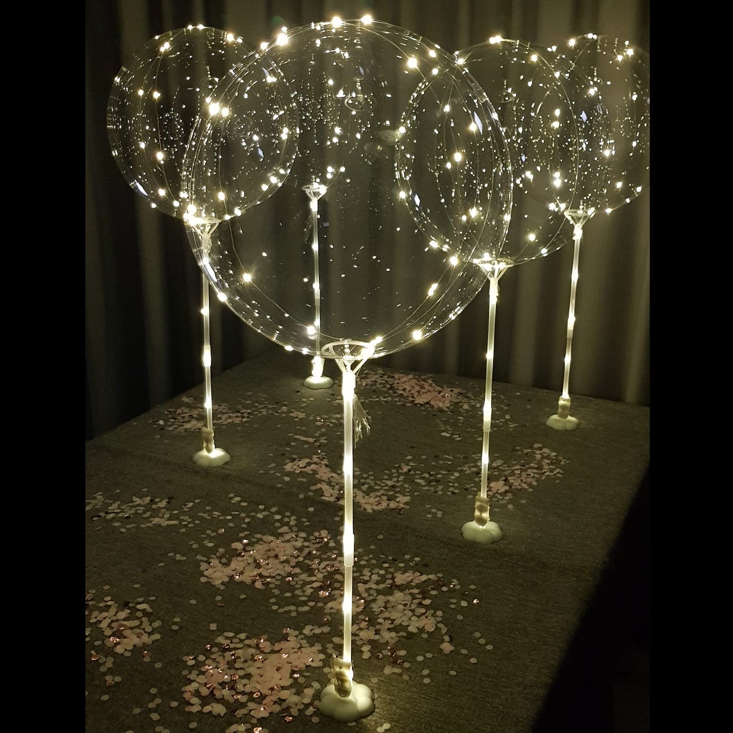 Lightsfever warm white 6pc LED Light up Balloon with sticks, stands and batteries, Table top centerpieces for party, Thanks giving, no helium required DIY Kit (warm white)