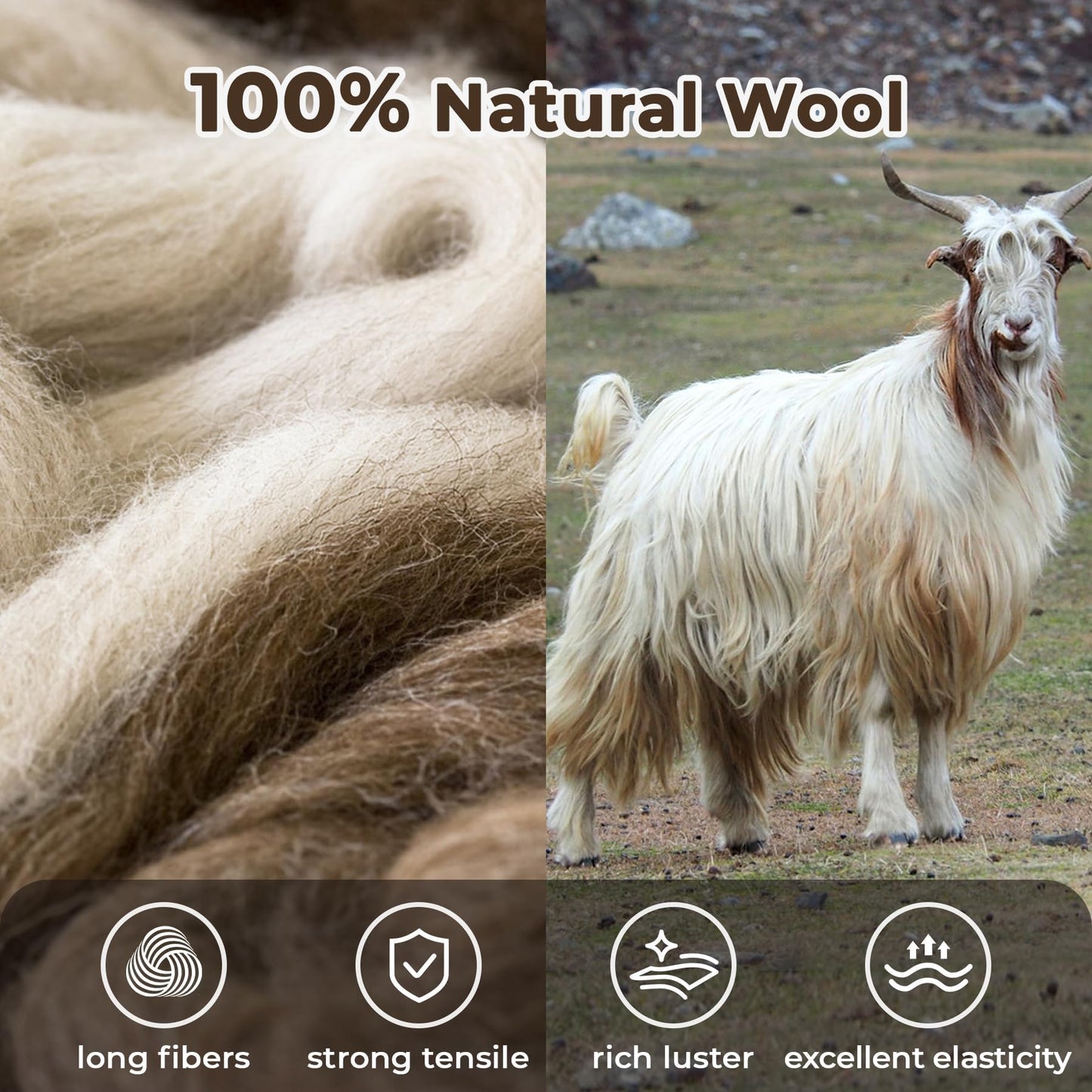 jxgzyy 100% Wool Area Rug 5'×7', All-Natural Plateau Wool Carpet with Cotton Backing, 0.28'' Low Pile Non-Shedding Modern Minimalist Style for Bedroom Living Room and Home Office, Solid Brown