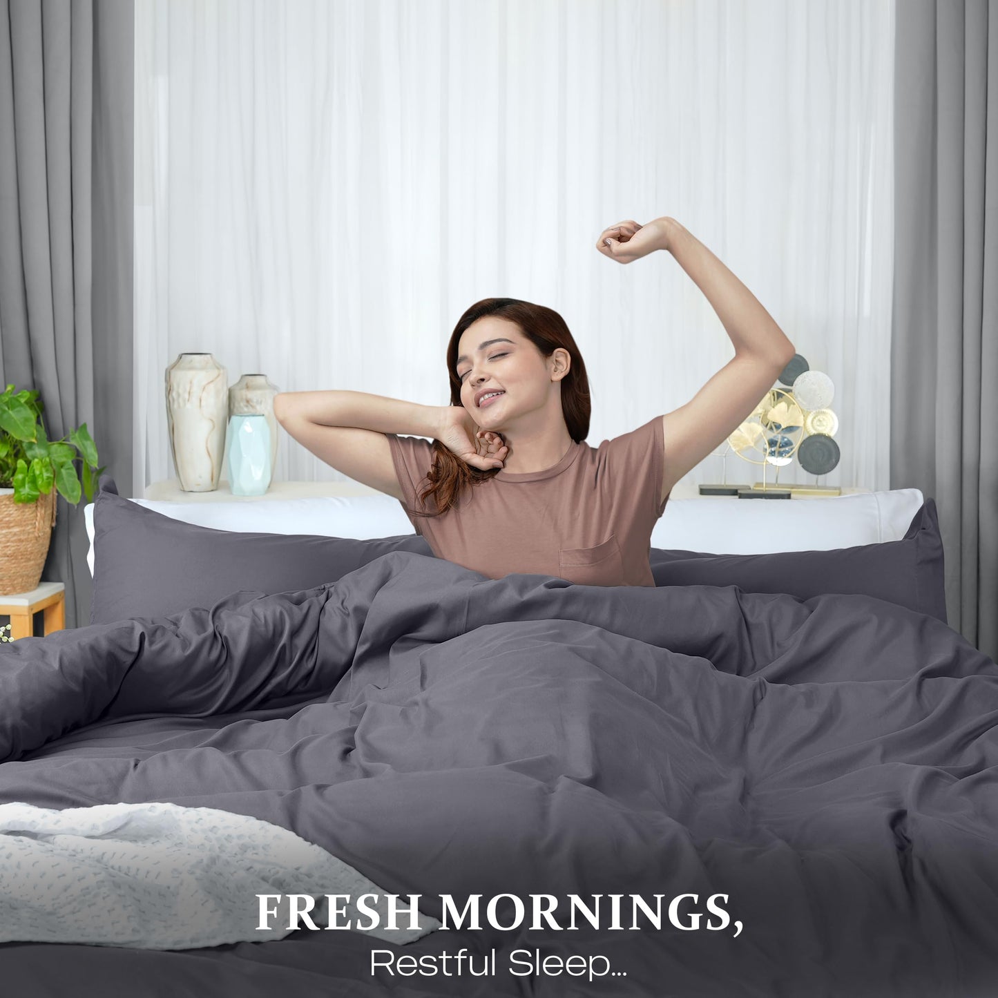 Utopia Bedding Duvet Cover Queen Size - 3 Piece with Zipper Closure - 1 Comforter Cover 90X90 Inches & 2 Pillow Shams 20X26 Inches (Grey) Comforter Not Included