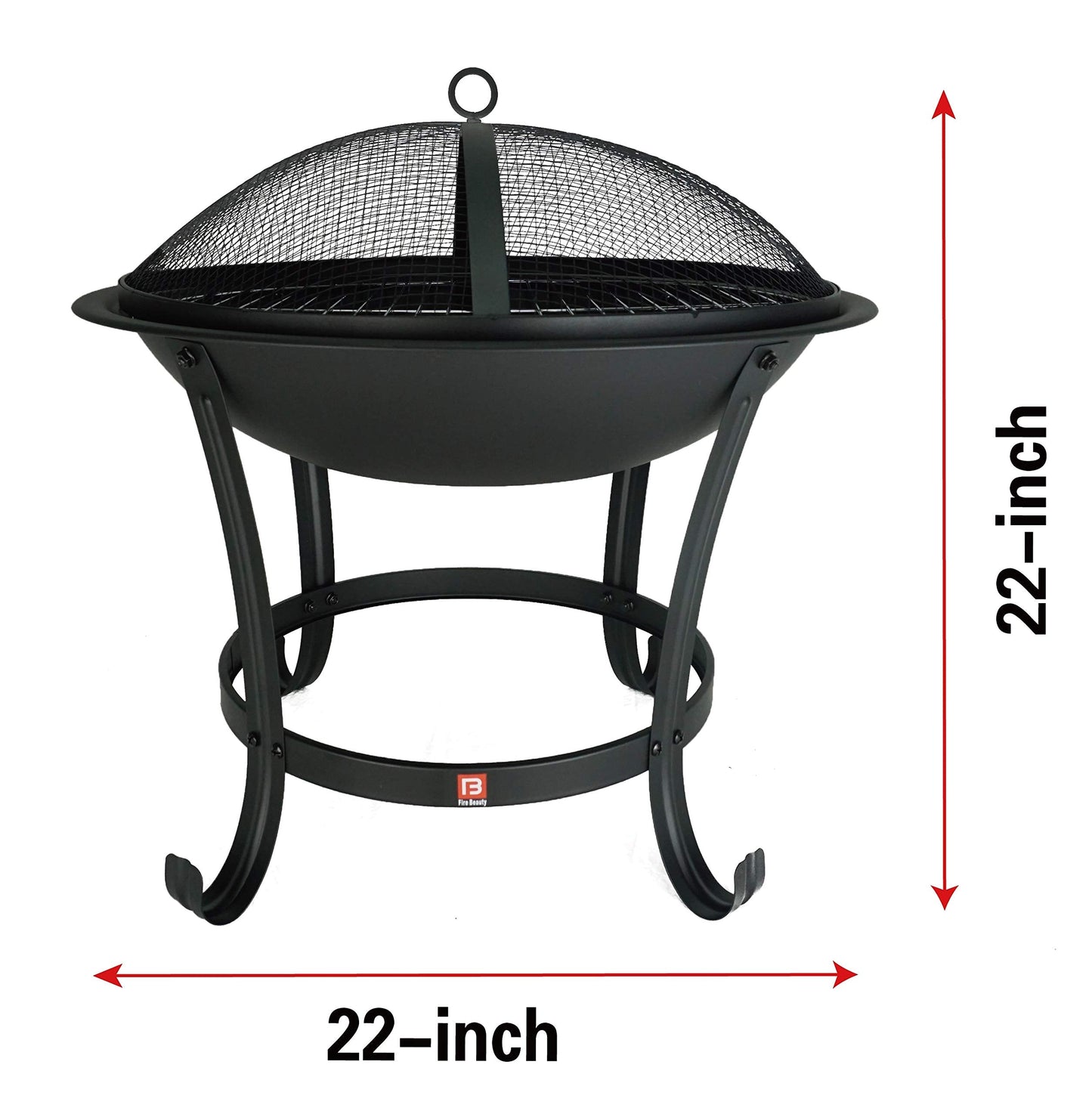FireBeauty Fire Pit BBQ Grill Pit Bowl with Mesh Spark Screen Cover,Poker