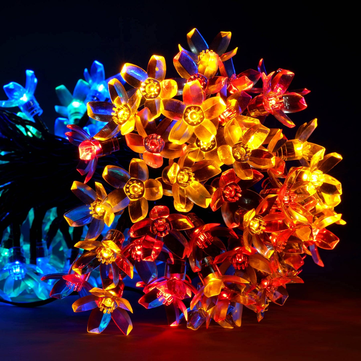 YULETIME Multicolor Sakura LED String Lights, 33 ft 100 Count 8 Modes USB Powered Novelty String Lights (Multicolor, Sakura)